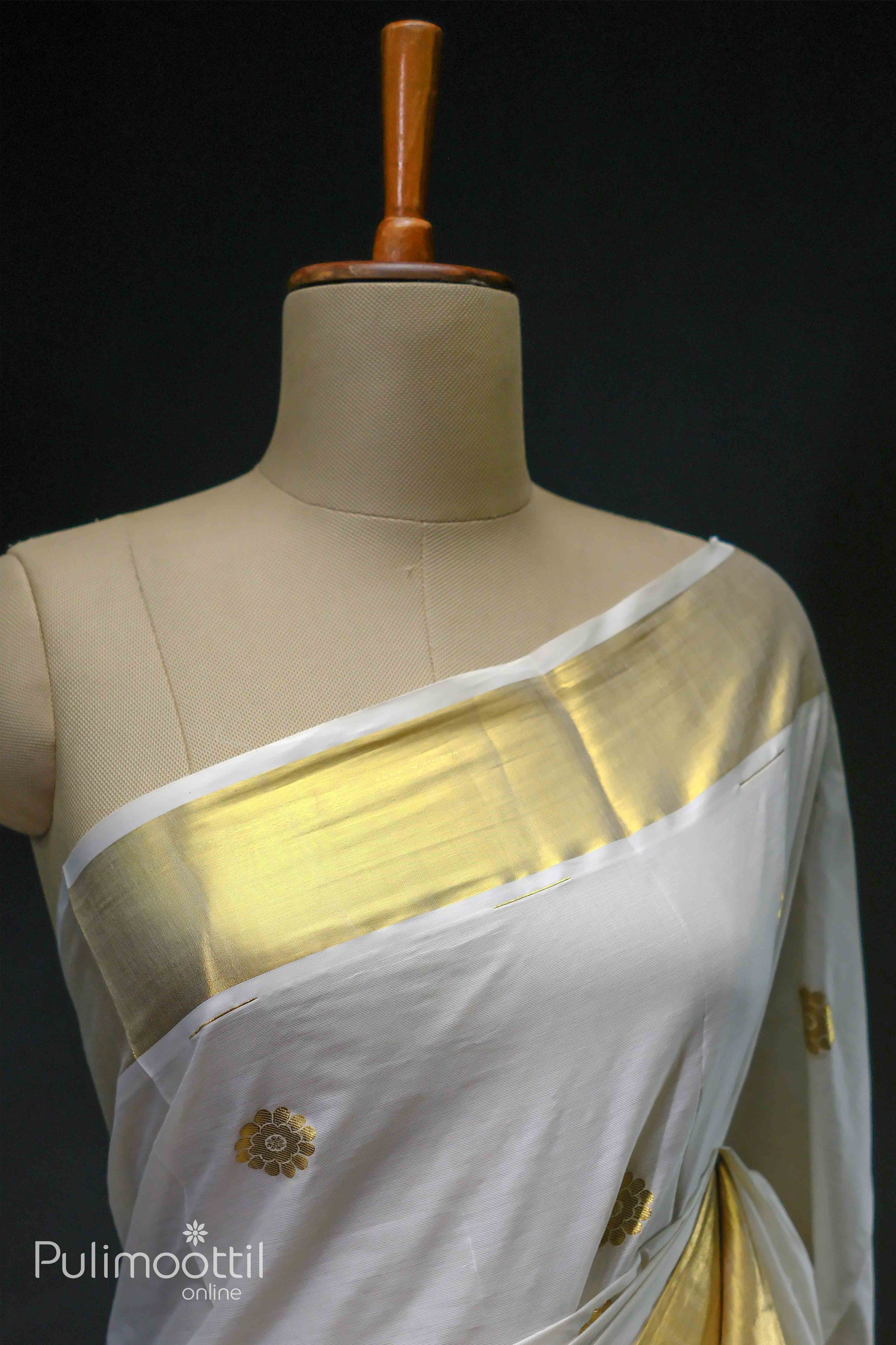 Pure Cotton Kerala Kasavu Onam Saree