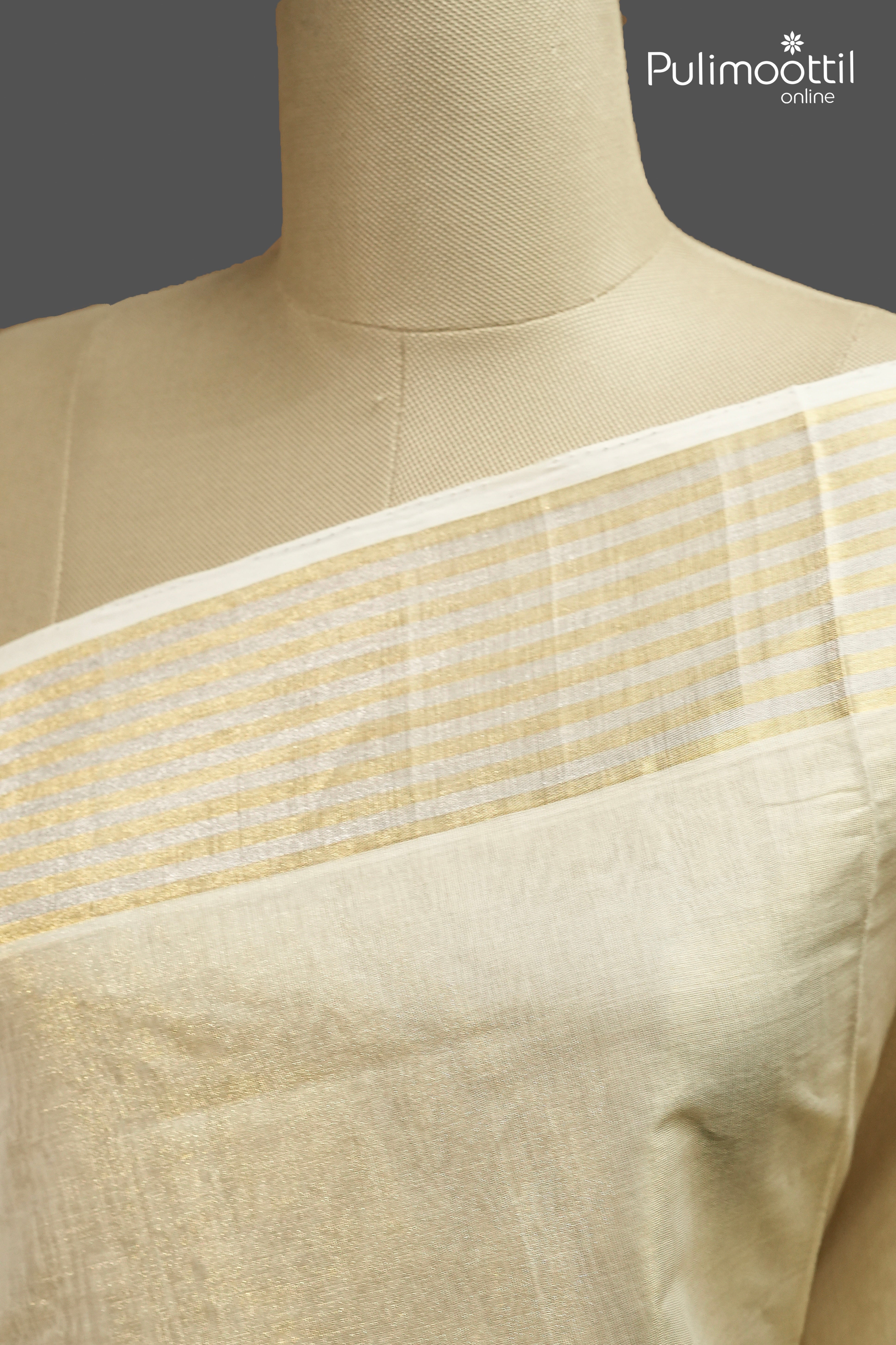 Kerala Traditional Golden Tissue Handloom Saree
