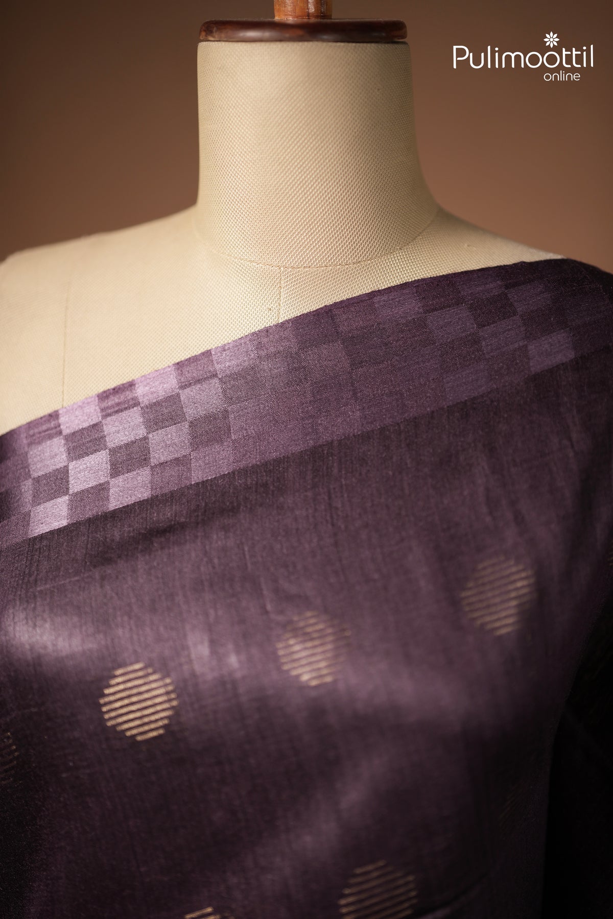 Dark Purple colour Tussar Silk Saree