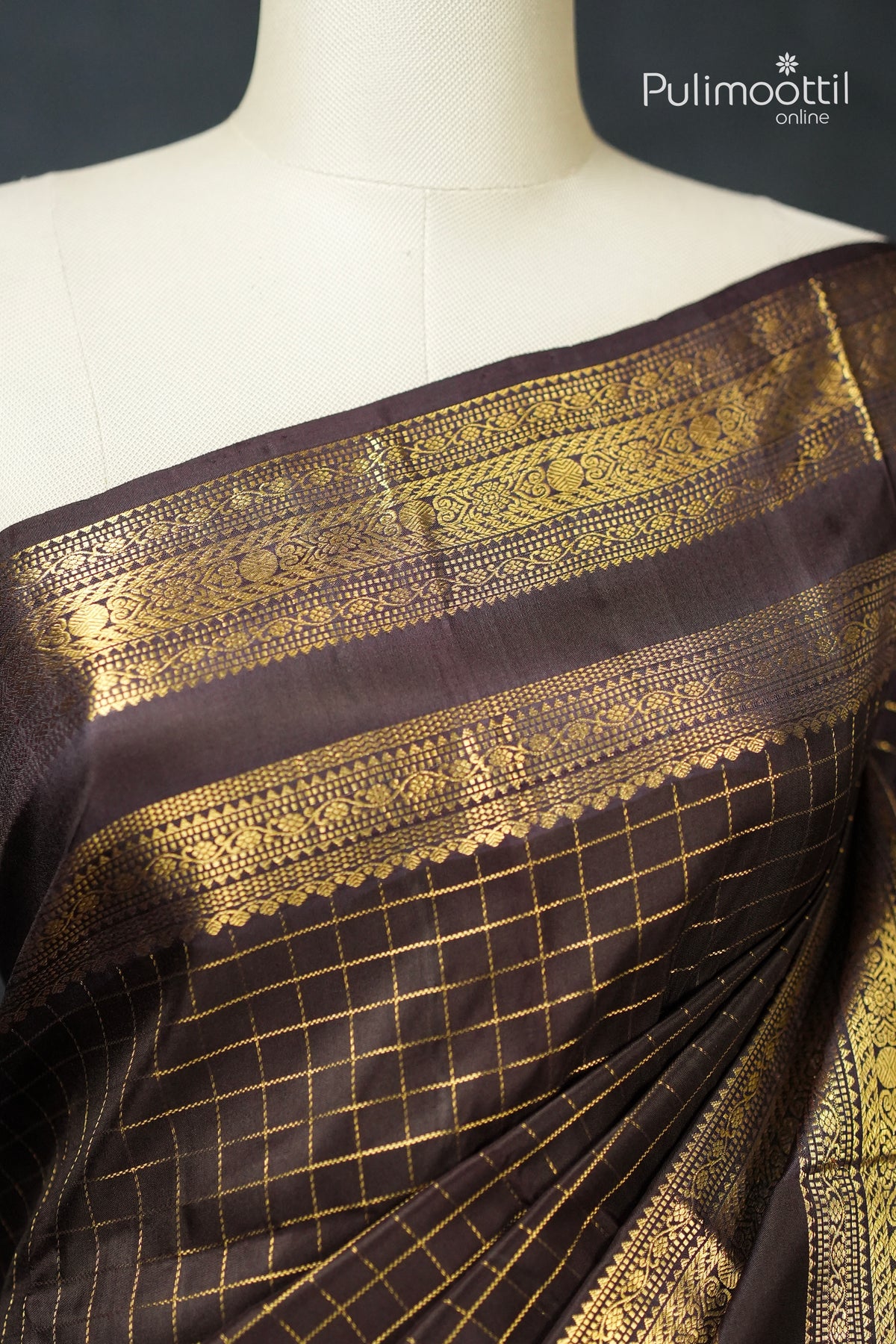 Coffee Brown Colour Kanchipuram Designer Saree