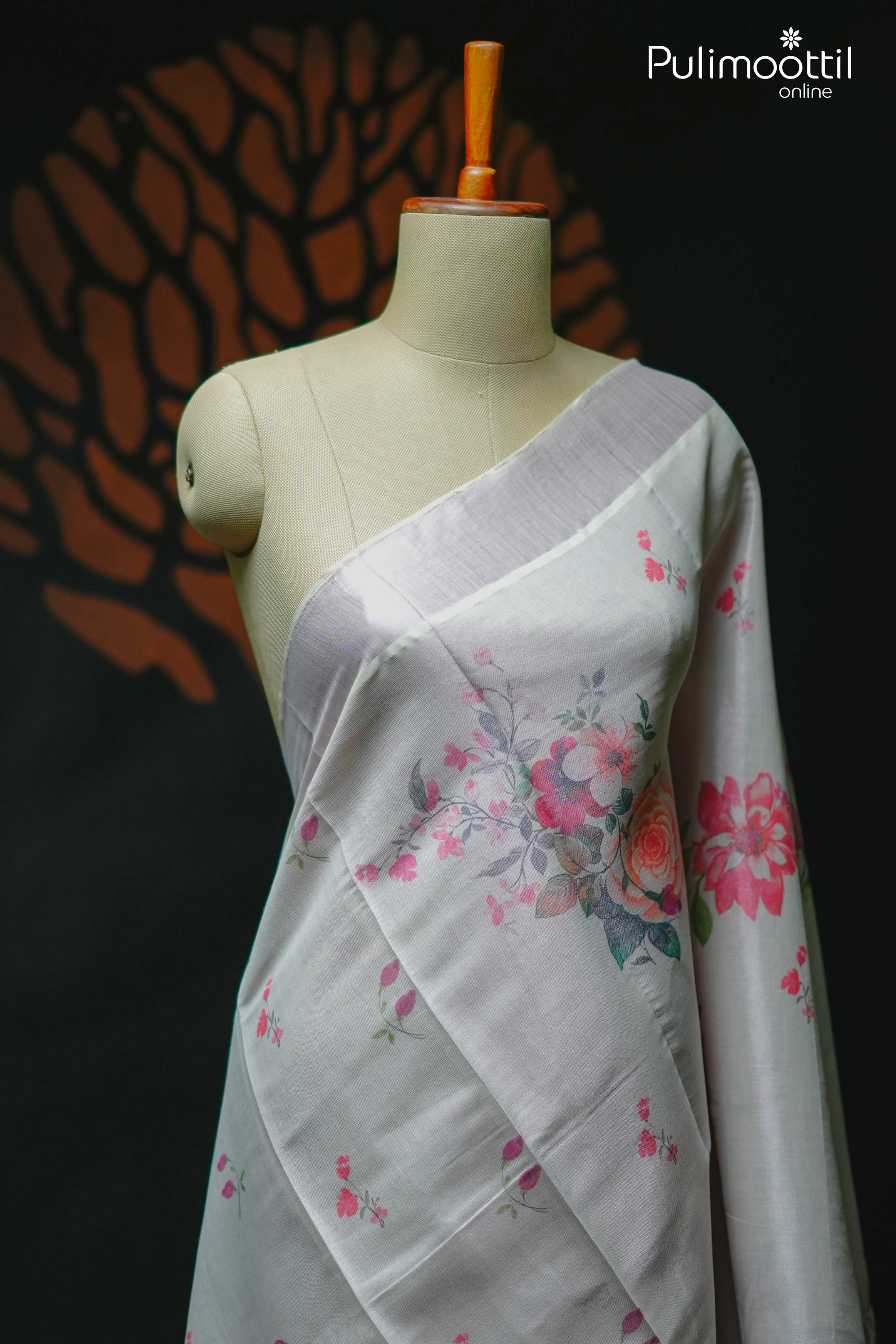 Rose Golden Tissue Kerala Set Saree.