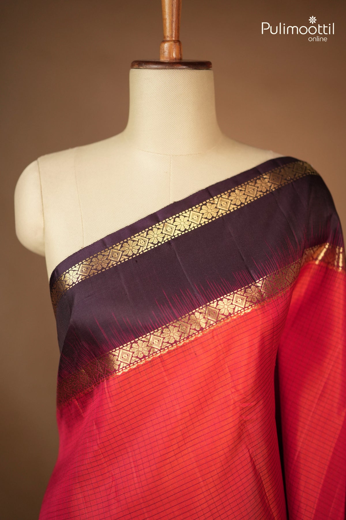 Brick Red Color Kanchipuram Saree