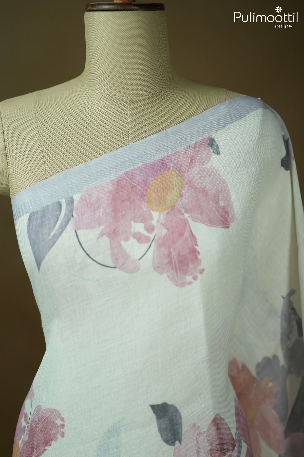 Off-White Colour Linen Saree