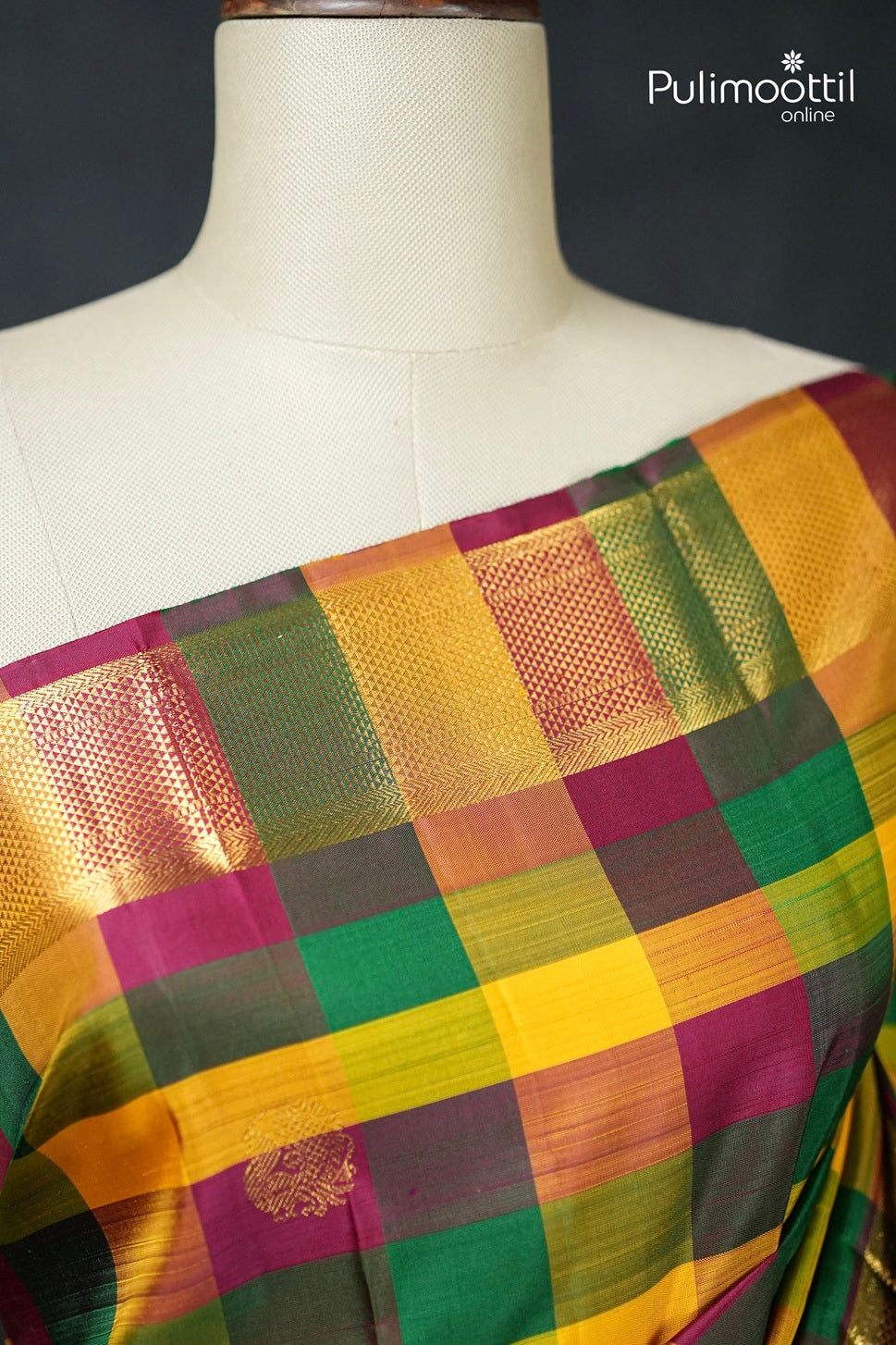 Madras Check Kanchipuram Designer Saree
