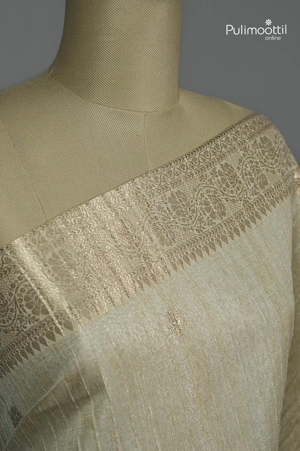 Cream Colour Semi Tissue Saree