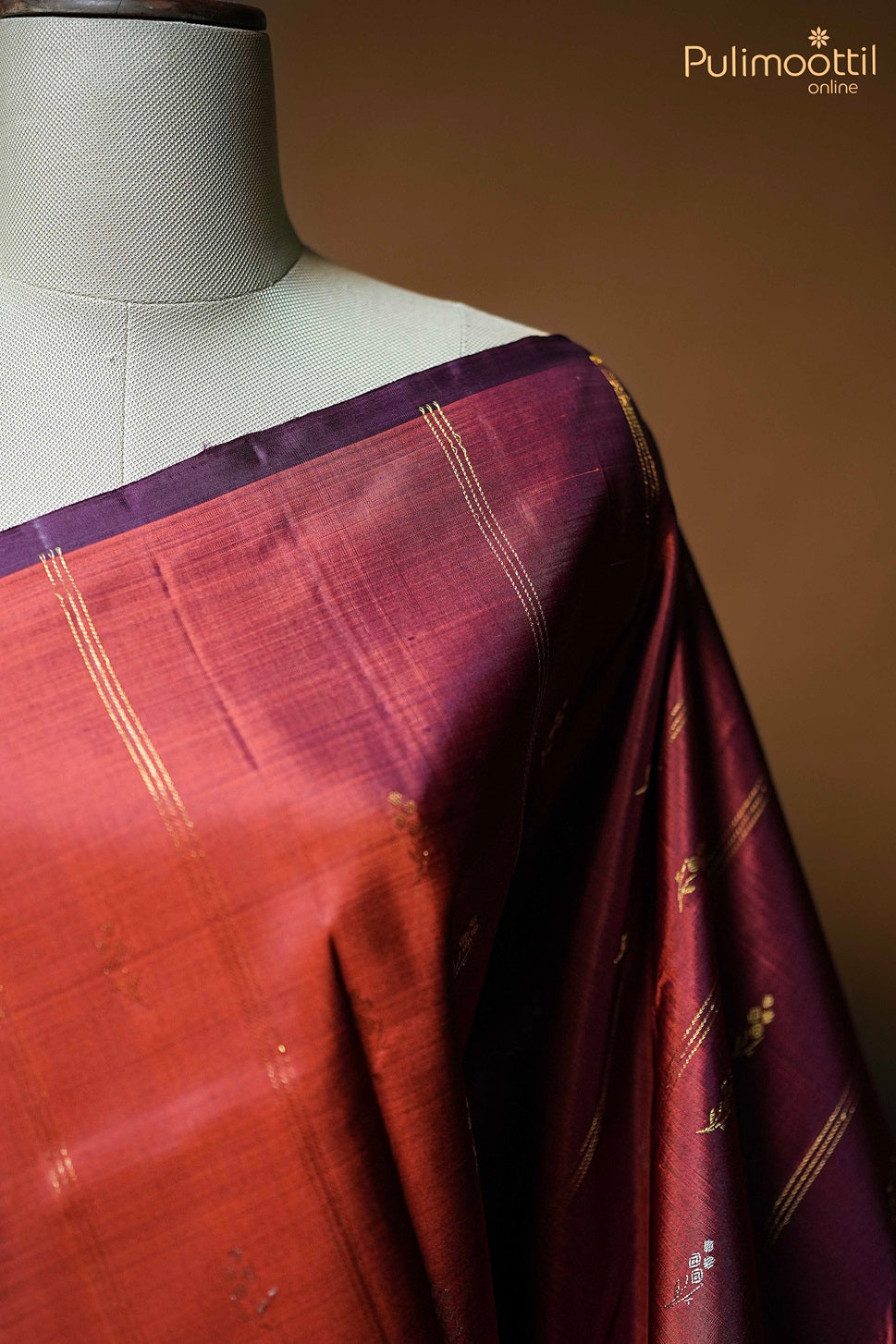 Brick Red Colour Kanchipuram Designer Saree