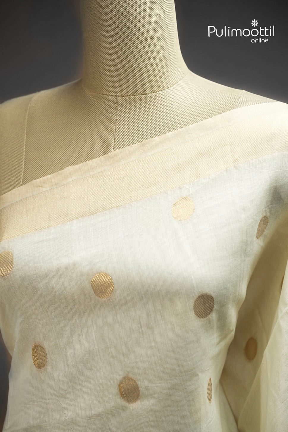 Off White Colour Semi Chanderi Traditional Saree