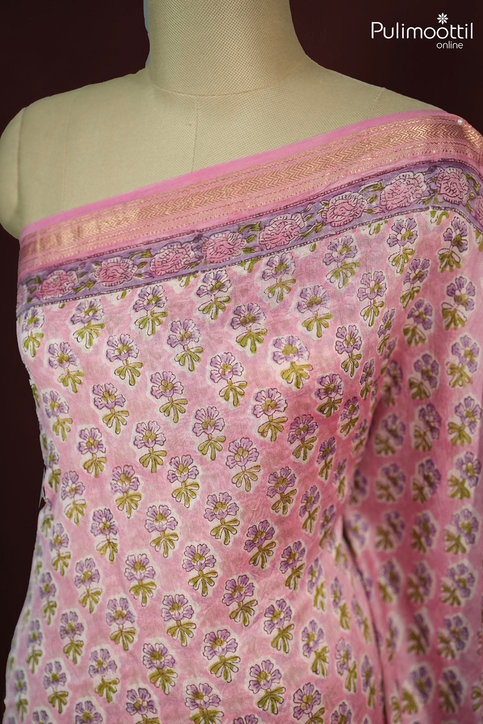 Light Pink Colour Chanderi Saree