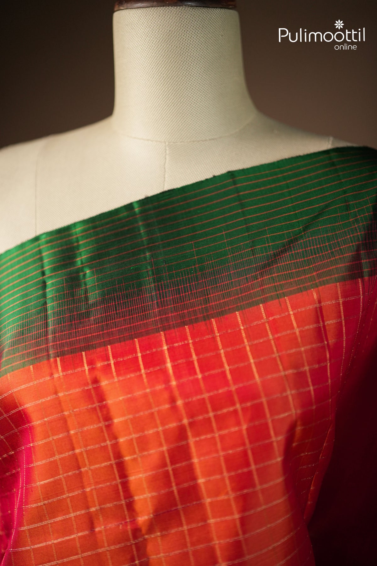 Red Orange Colour Kanchipuram Soft Silk Saree