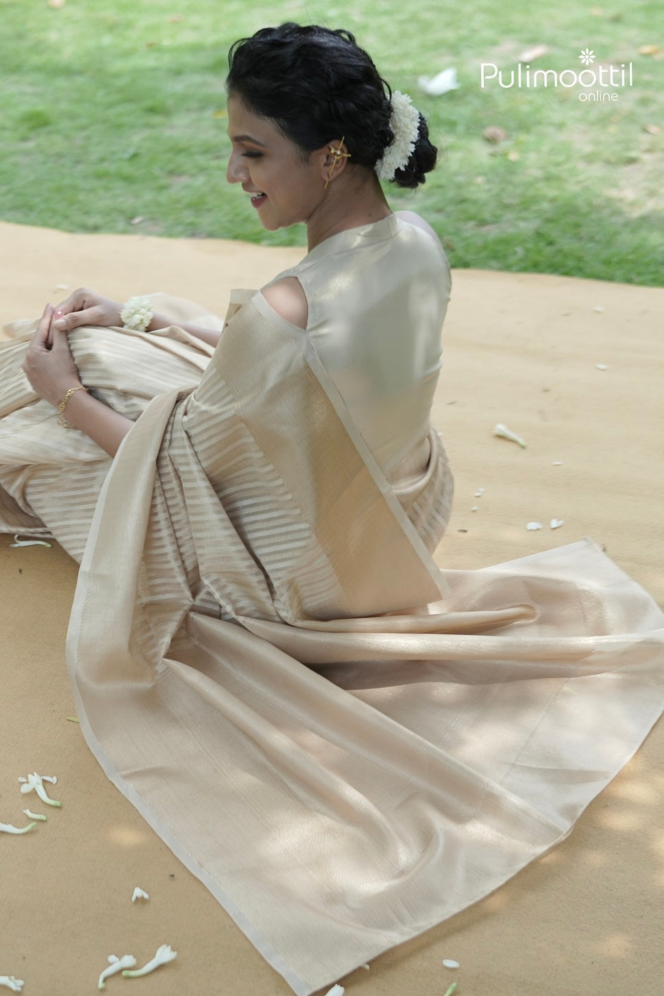 Golden Yellow Colour Tissue Organza Fancy Saree