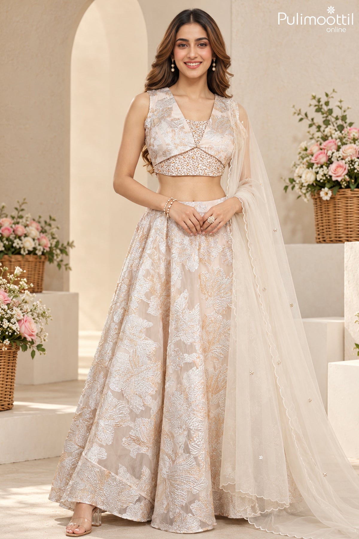 Ivory Color Turkish Organza Ethnic Wear