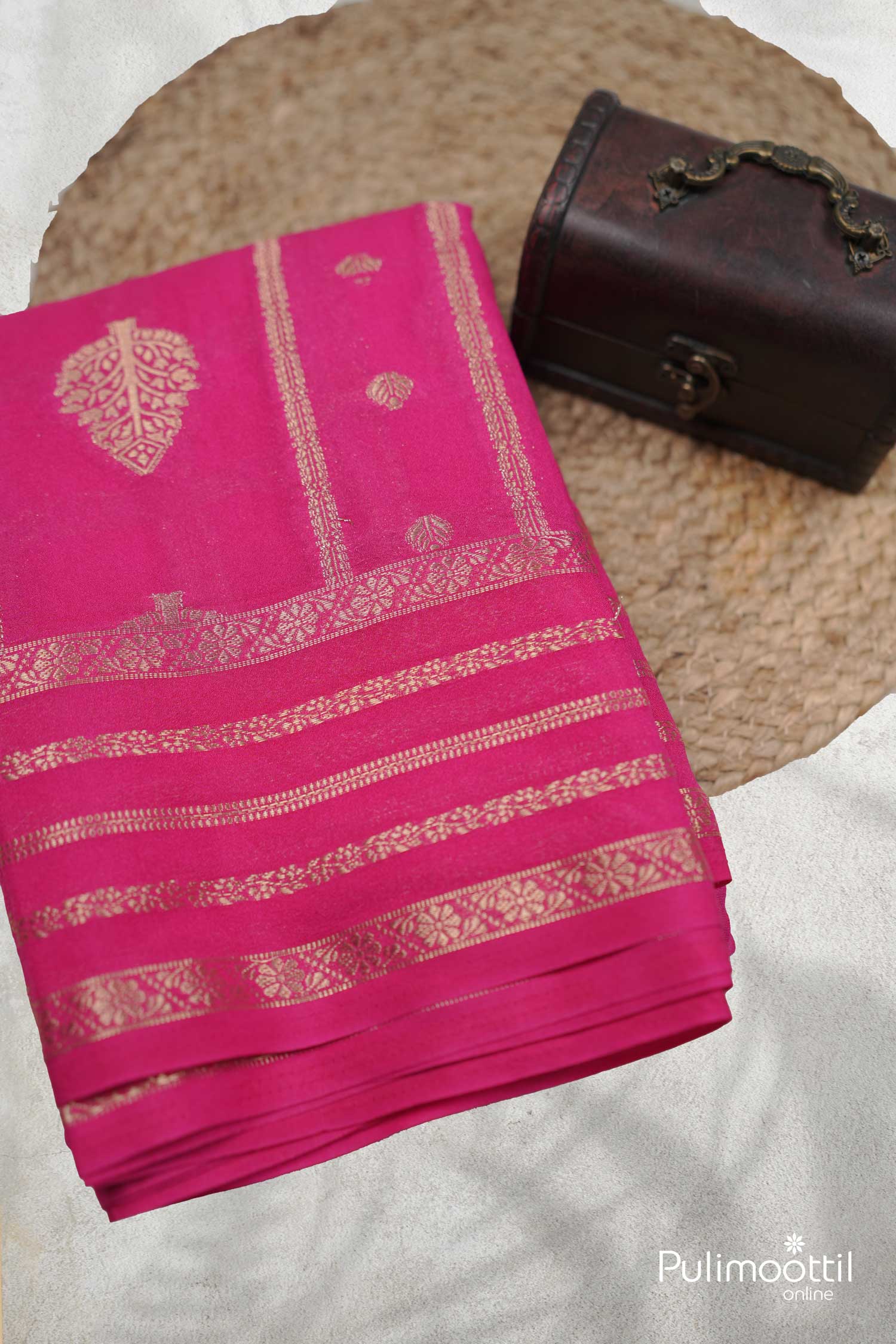 Pink Colour Semi Banarasi Saree.