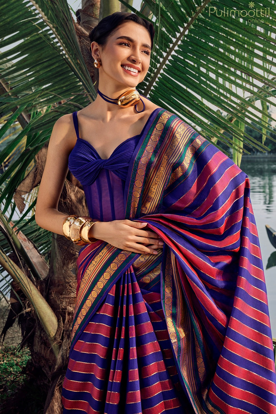 Multicolor Kanchipuram Designer Saree