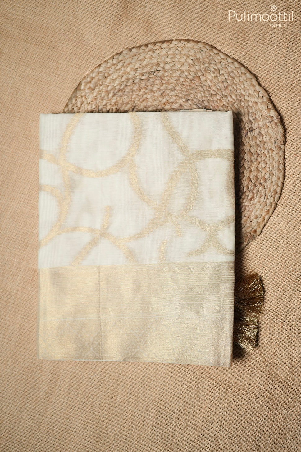 Off white color Chanderi traditional saree