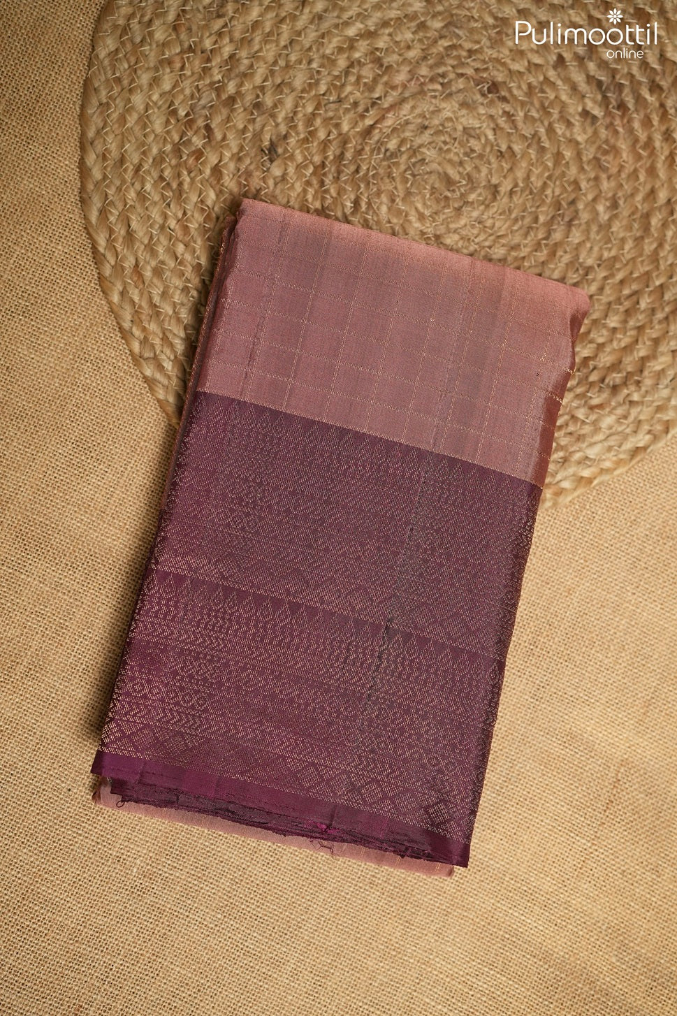Brownish red color Kanchipuram designer saree