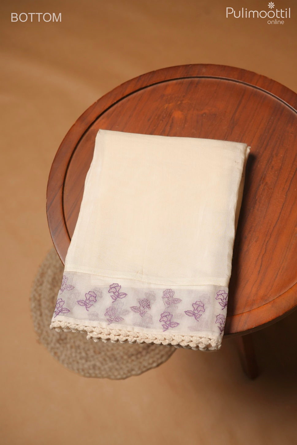 Off White Chanderi Unstitched Salwar Set