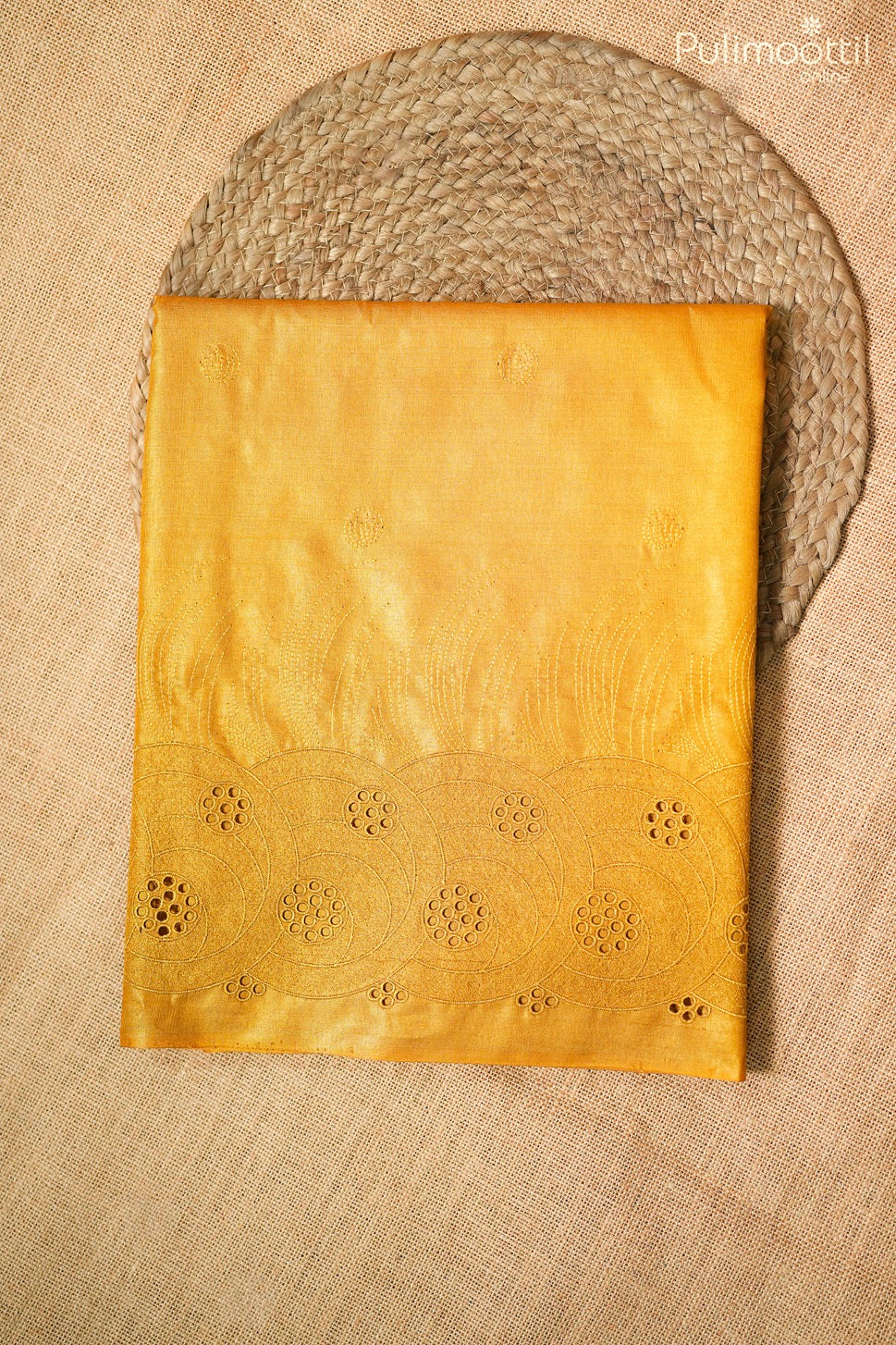 Golden yellow color Tussar silk saree.
