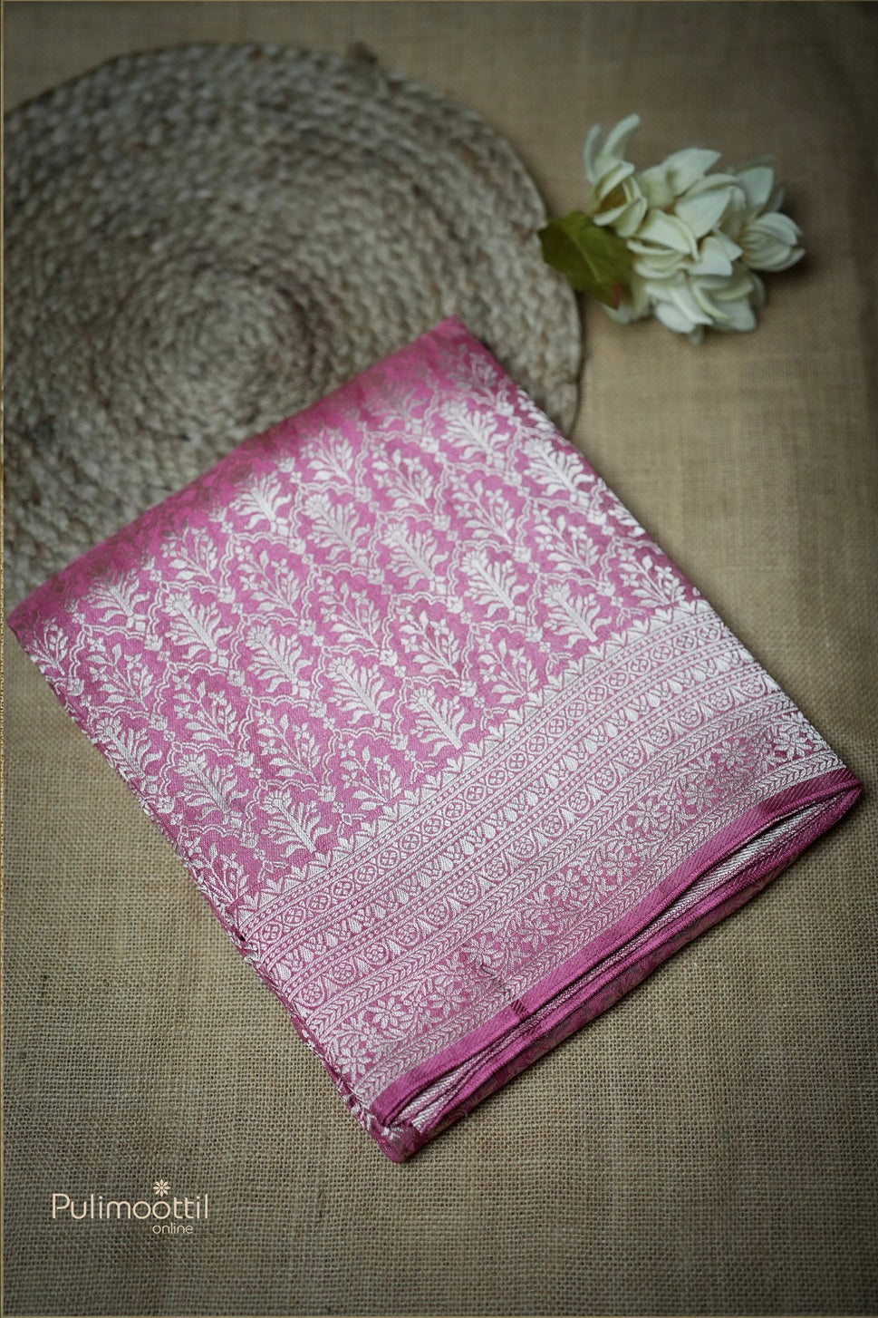 Onion pink color Banarasi saree