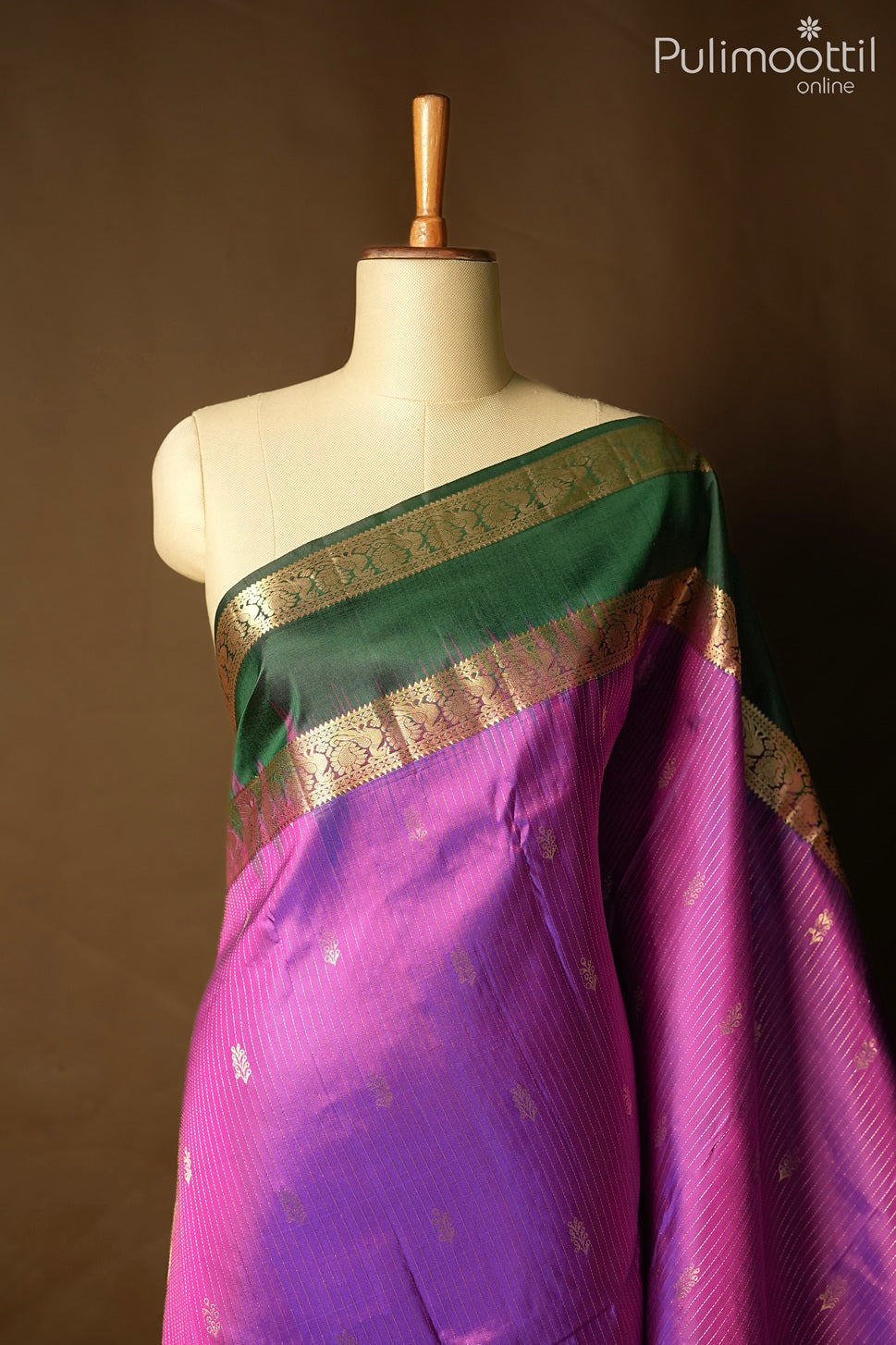 Violet pinkish color Kanchipuram designer saree