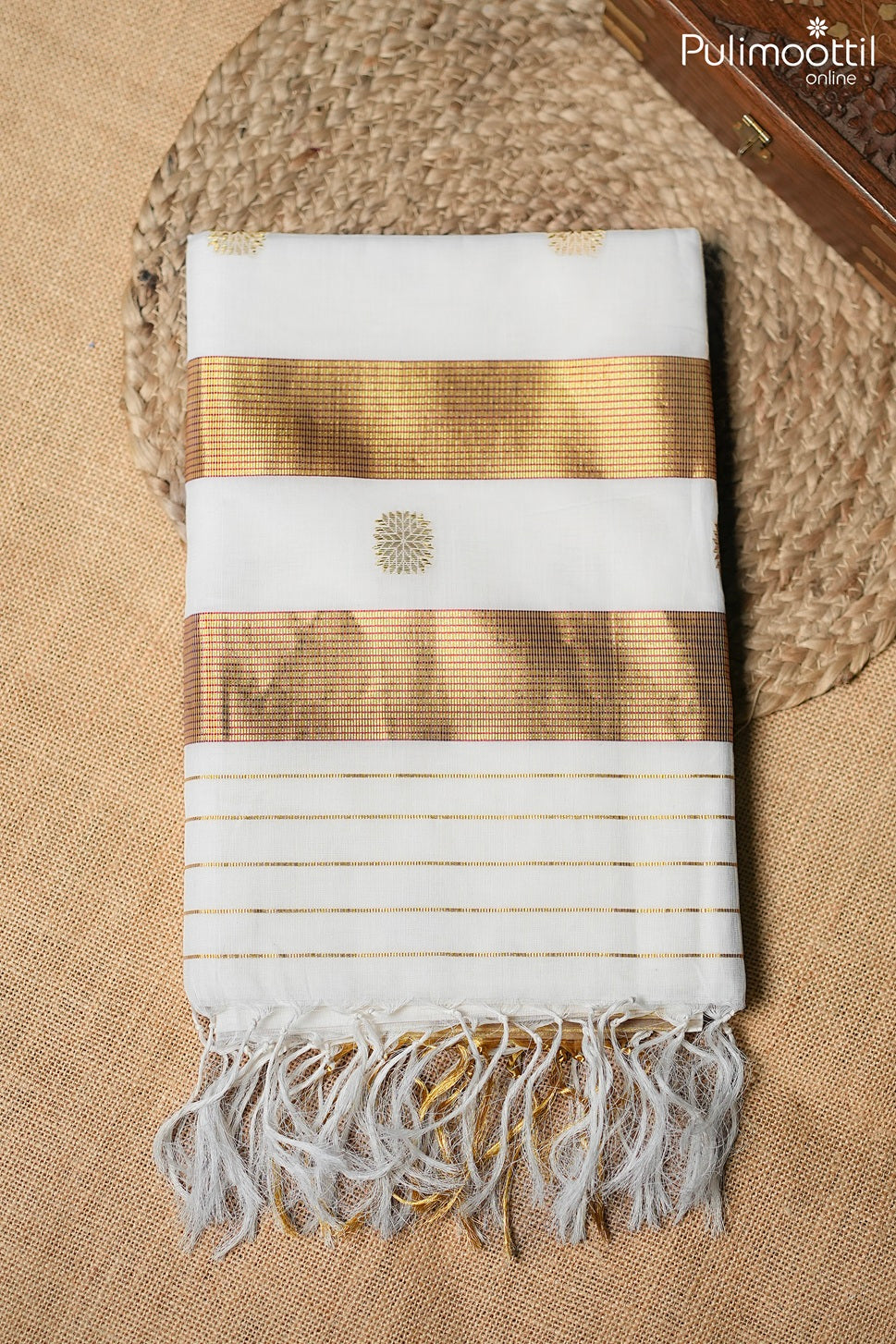 Off white color Kerala traditional set saree