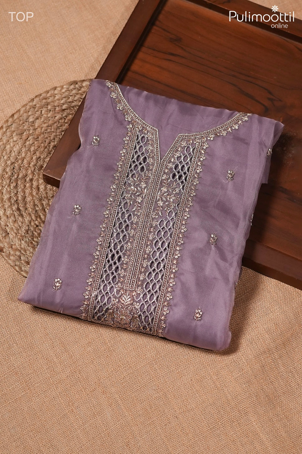 LAVENDER ORGANZA UNSTITCHED SALWAR SET