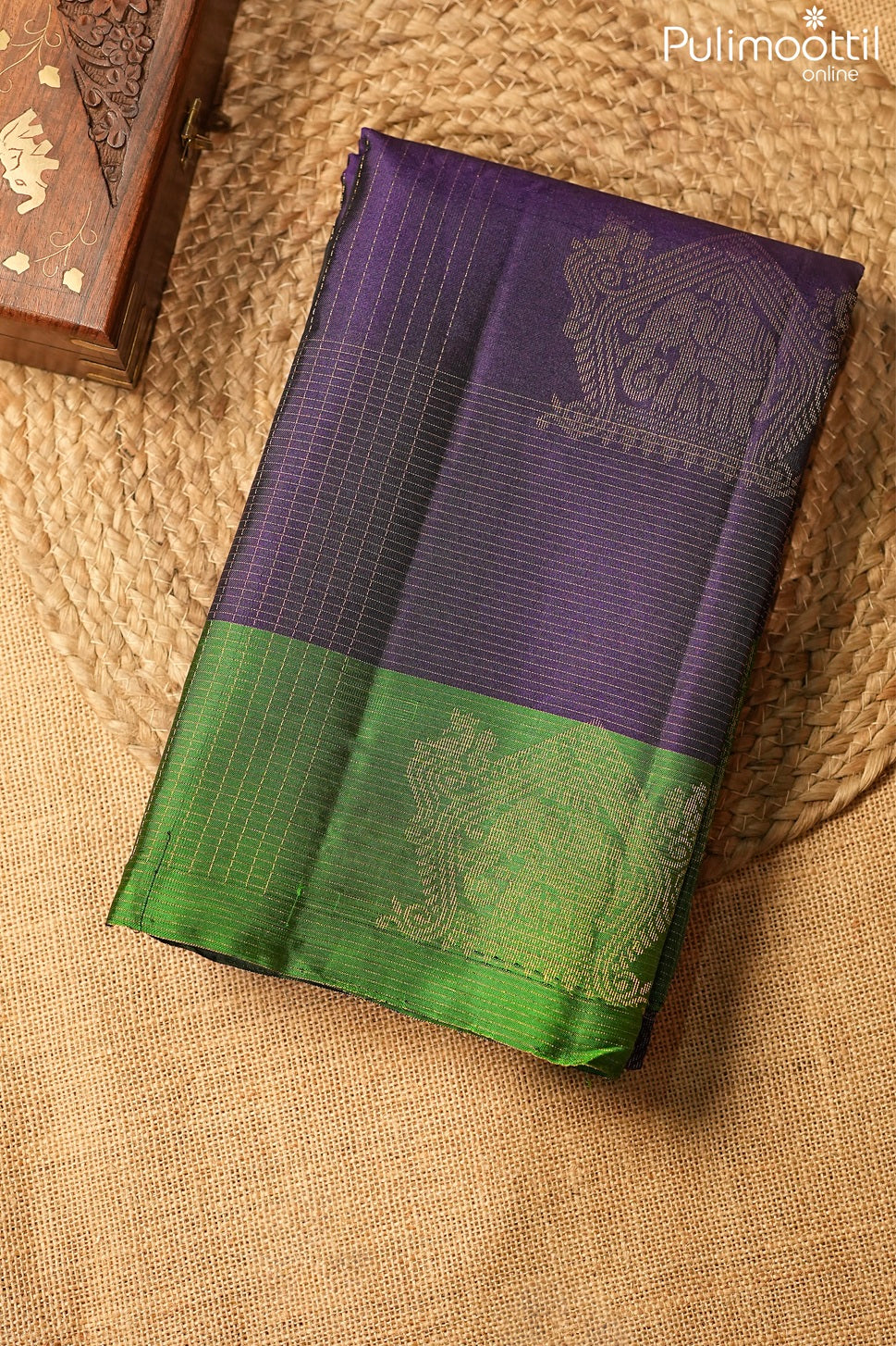 Violet color Kanchipuram designer saree