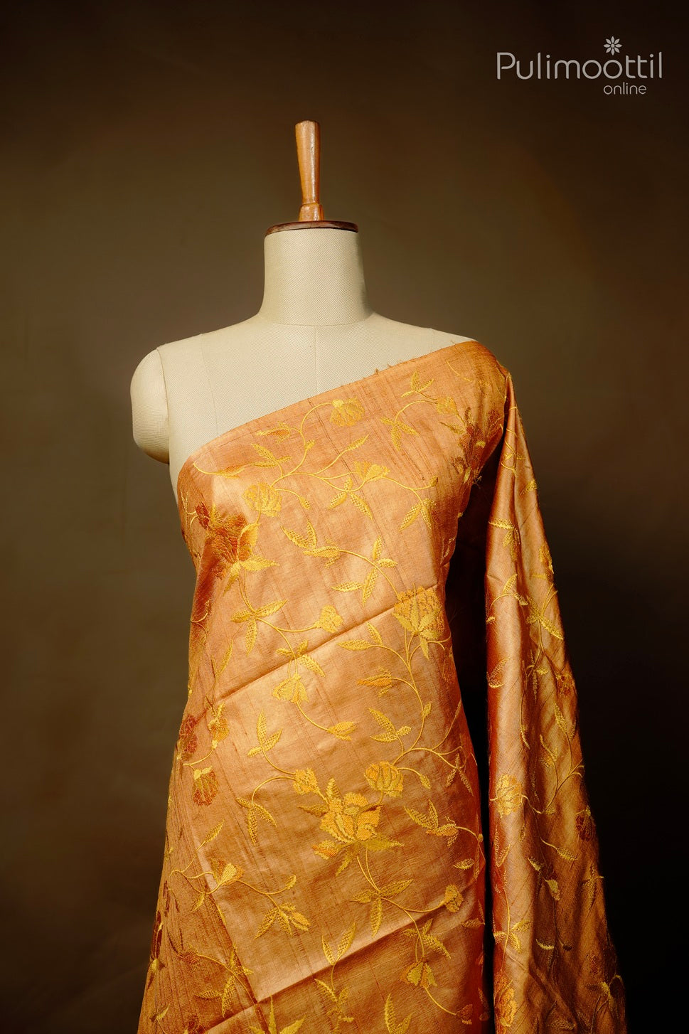 Golden yellow color Tussar silk saree