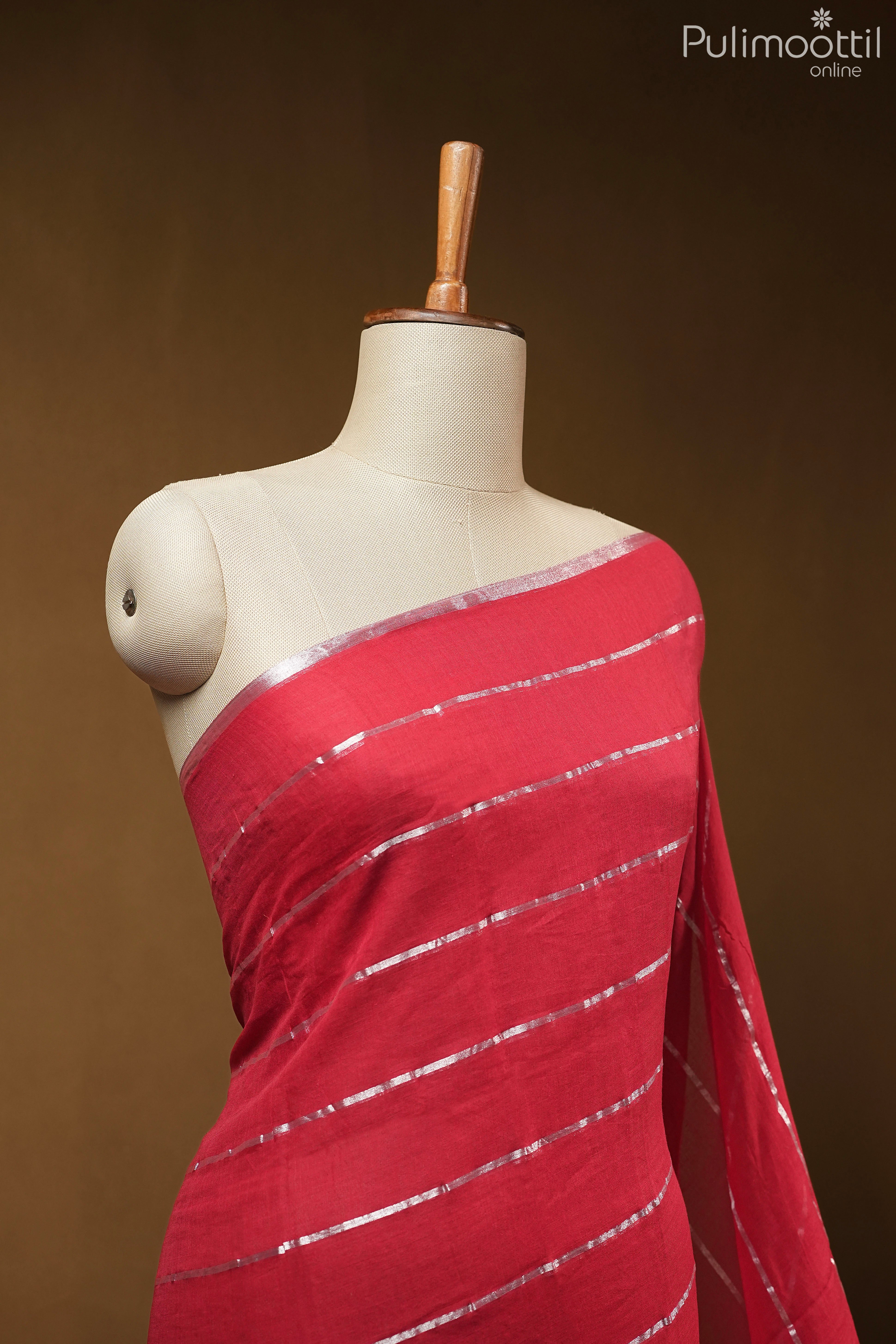 Chilly Red Colour Mul Cotton Saree