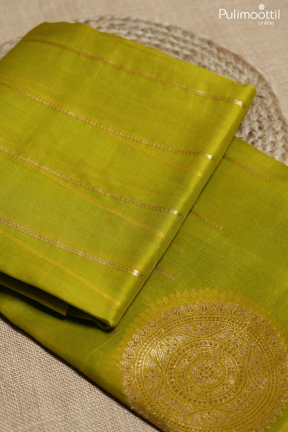 Olive yellow color organza fancy saree
