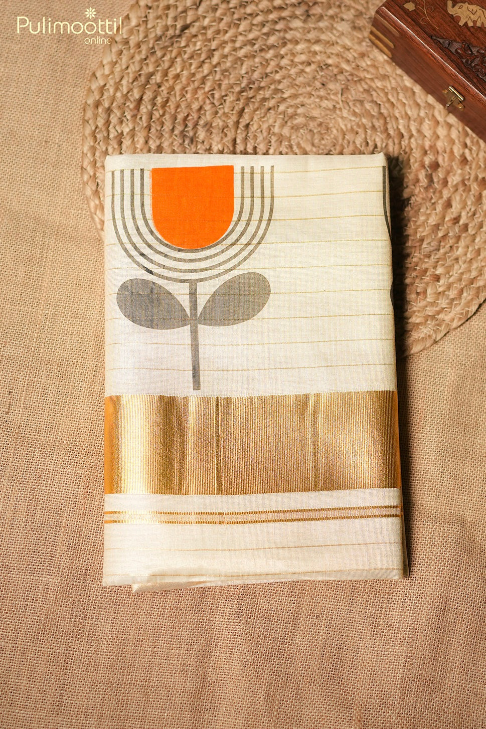 Golden tissue Kerala set saree