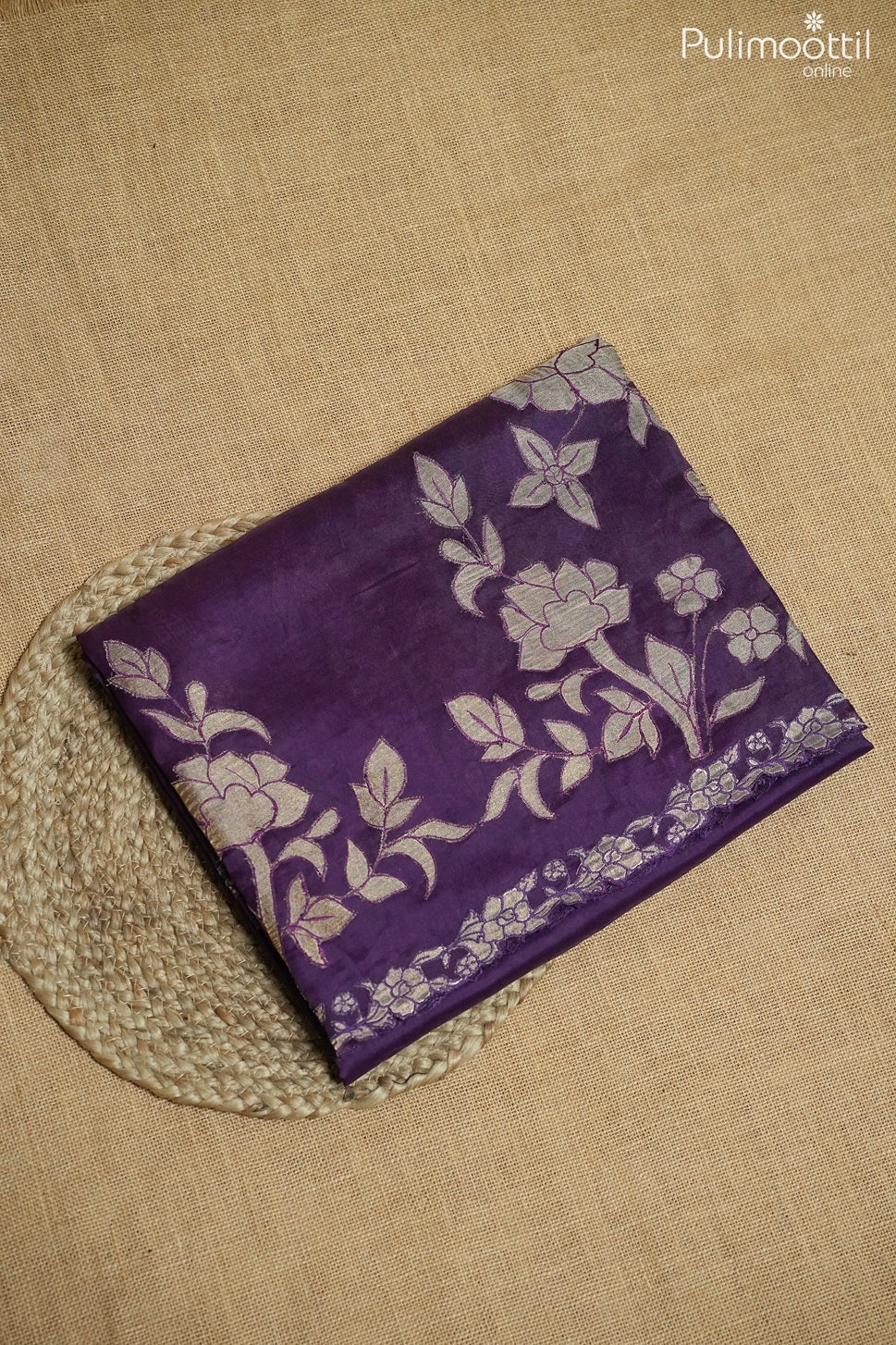 Dark violet color organza fancy saree