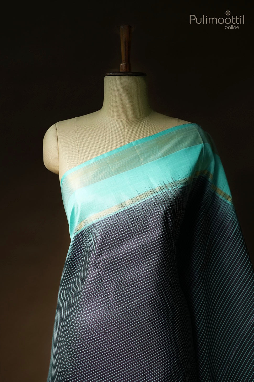 Dark purple color Kanchipuram saree