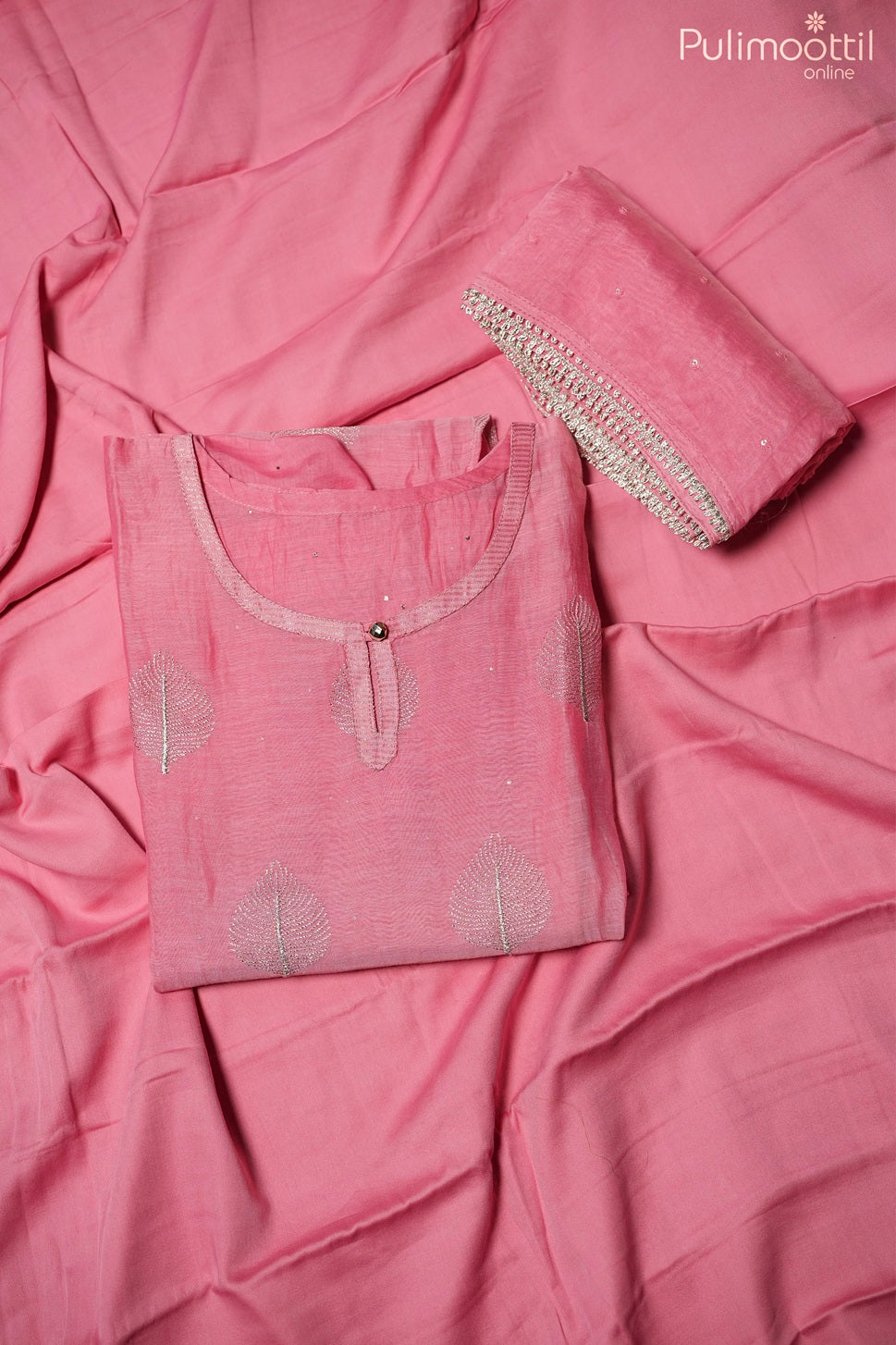 Baby Pink Chanderi Ready To Wear Salwar Set