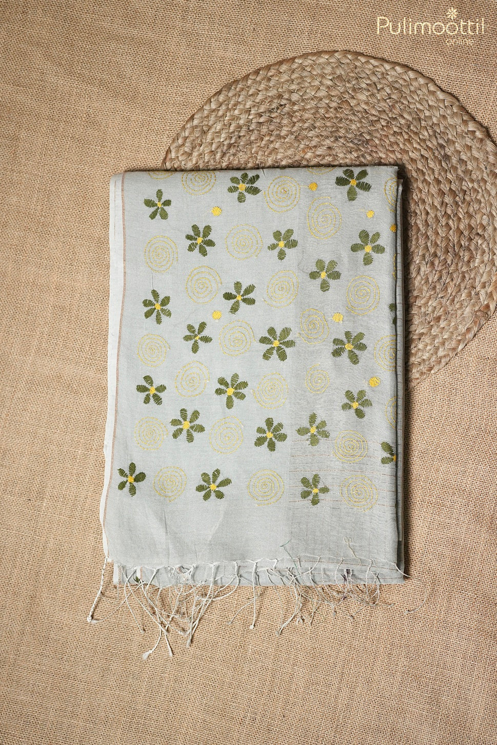 Light ash color soft Tussar silk saree