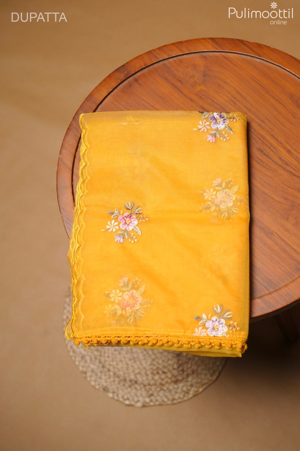Mustard Yellow Chanderi Unstitched Salwar Set