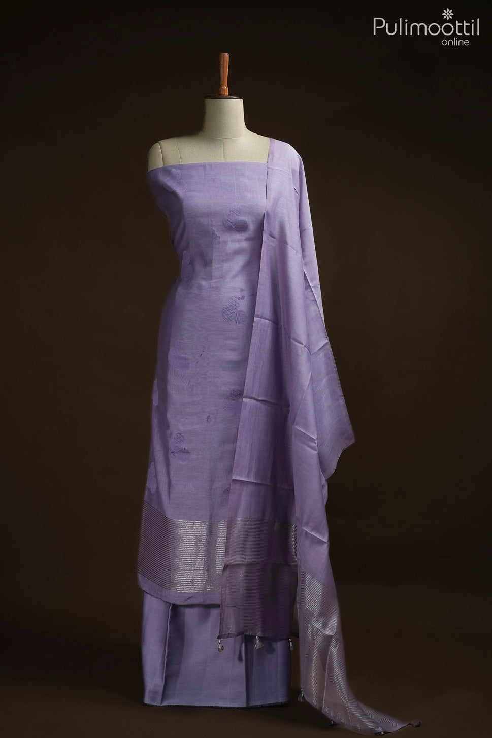LAVENDER CHANDERI UNSTITCHED SALWAR SET