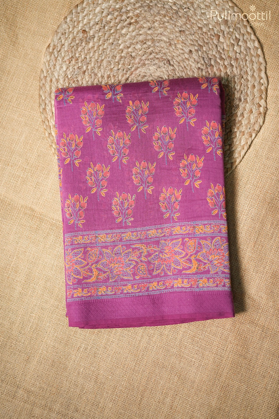 Dark pink color Maheshwari cotton saree