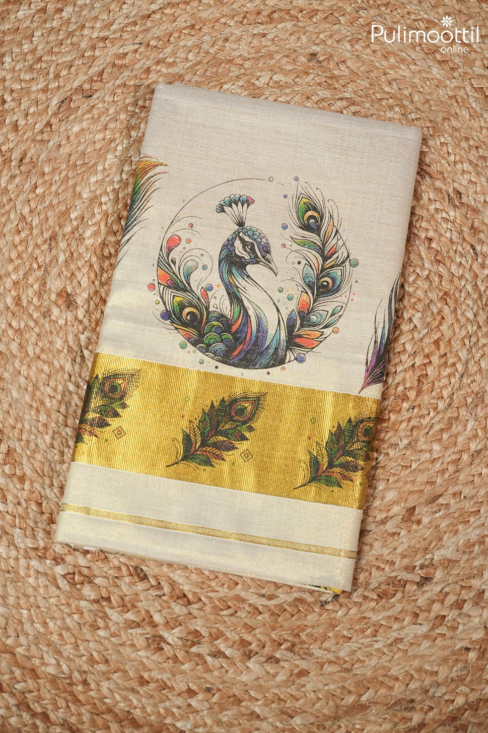 Kerala Traditional Golden Tissue Set Saree