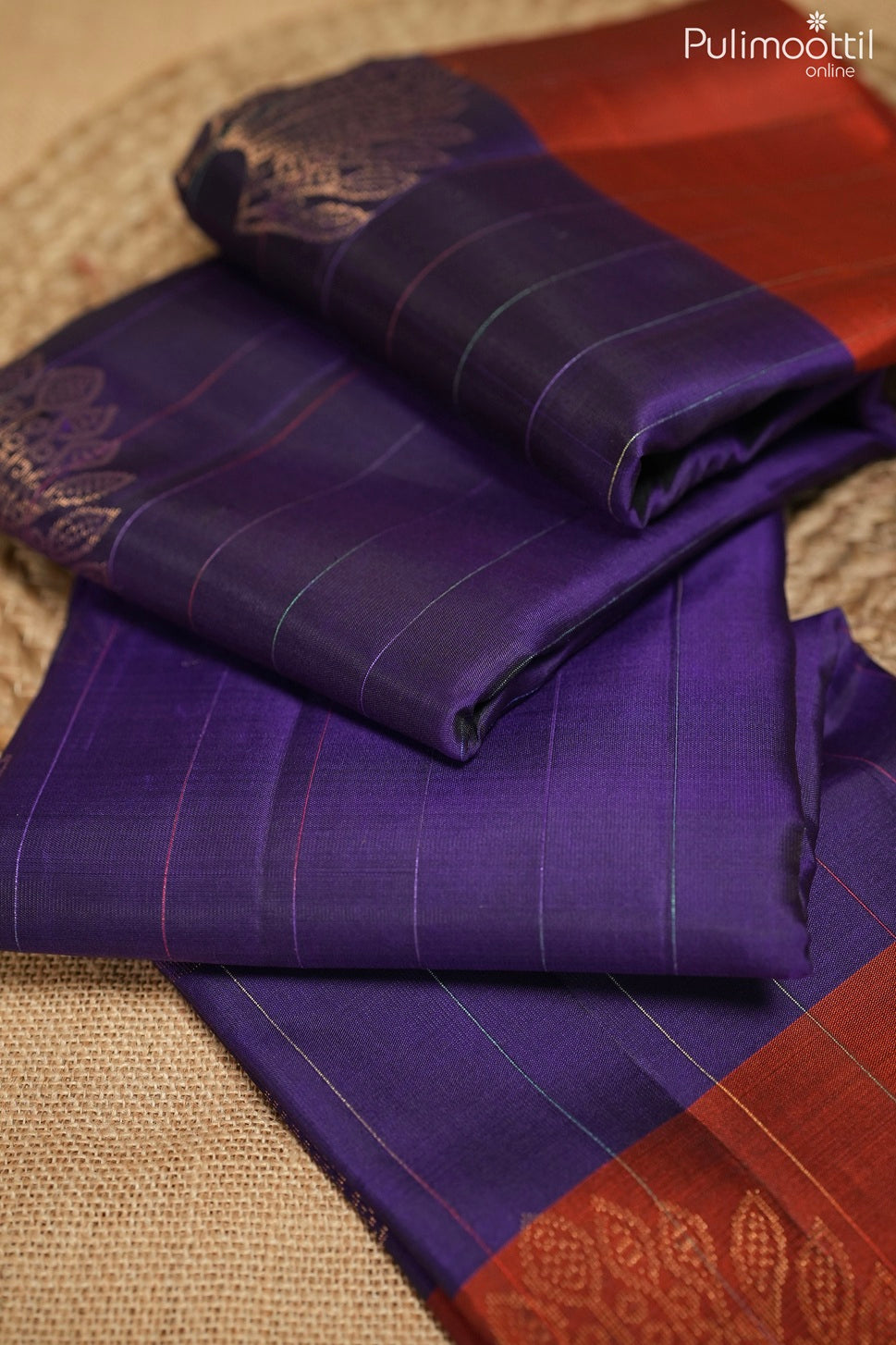 Dark violet color Kanchipuram designer saree
