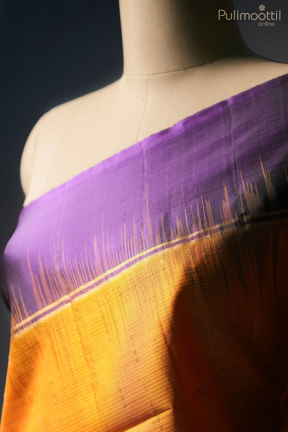 Mustard yellow color Kanchipuram soft silk saree
