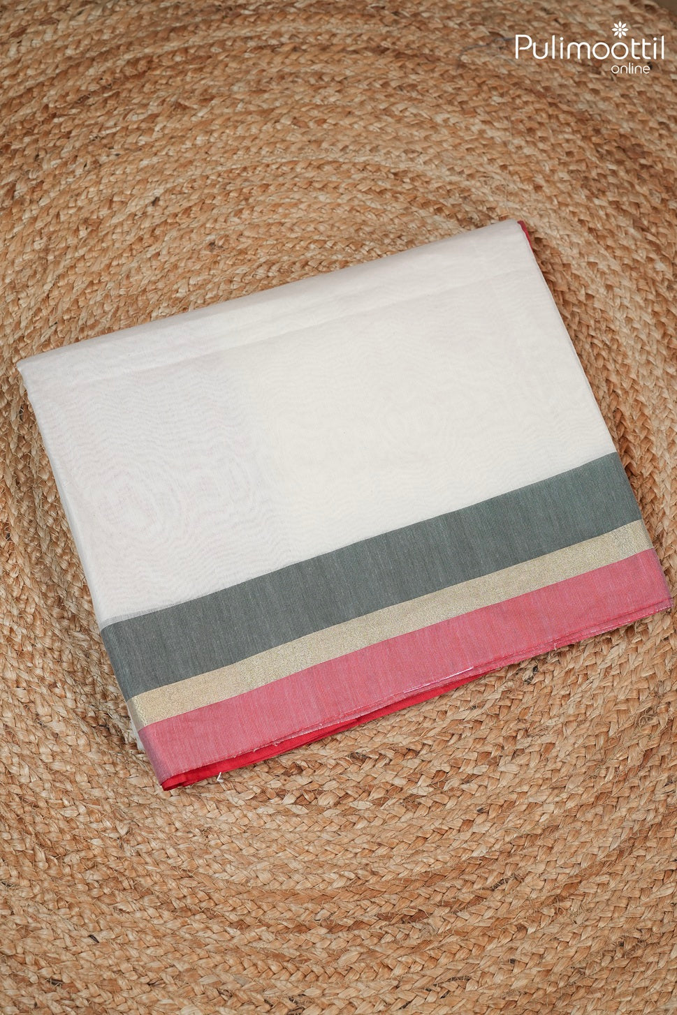 Off White Semi Chanderi Traditional Set Saree