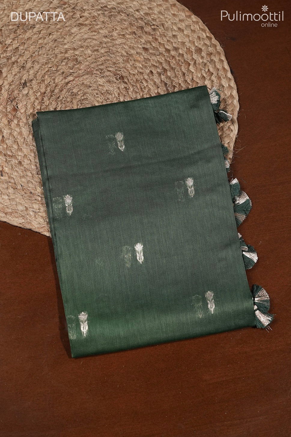 Dark Mint Green Chanderi Silk Unstitched Salwar Set