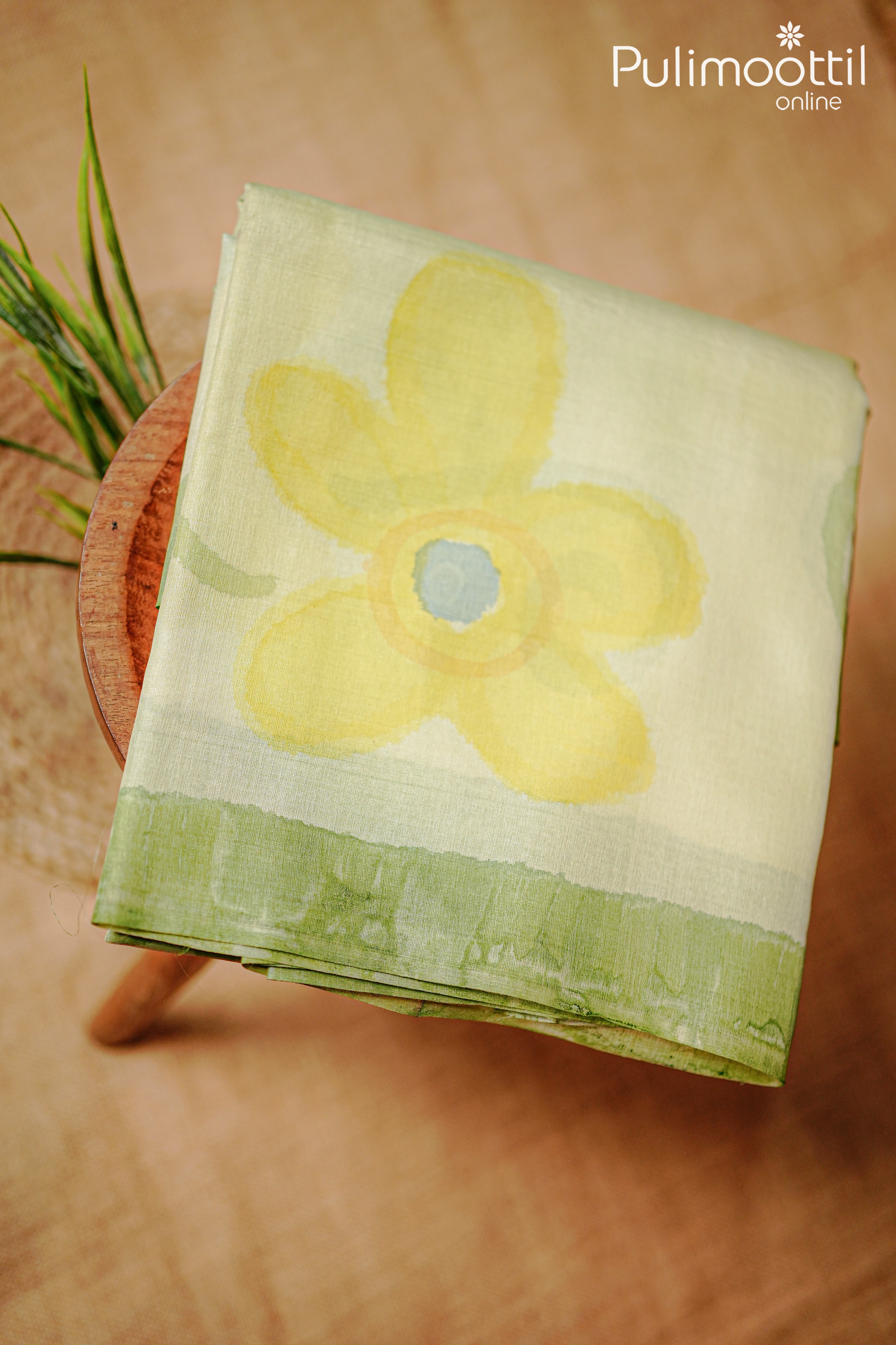 tea green color free hand painding tussar silk saree