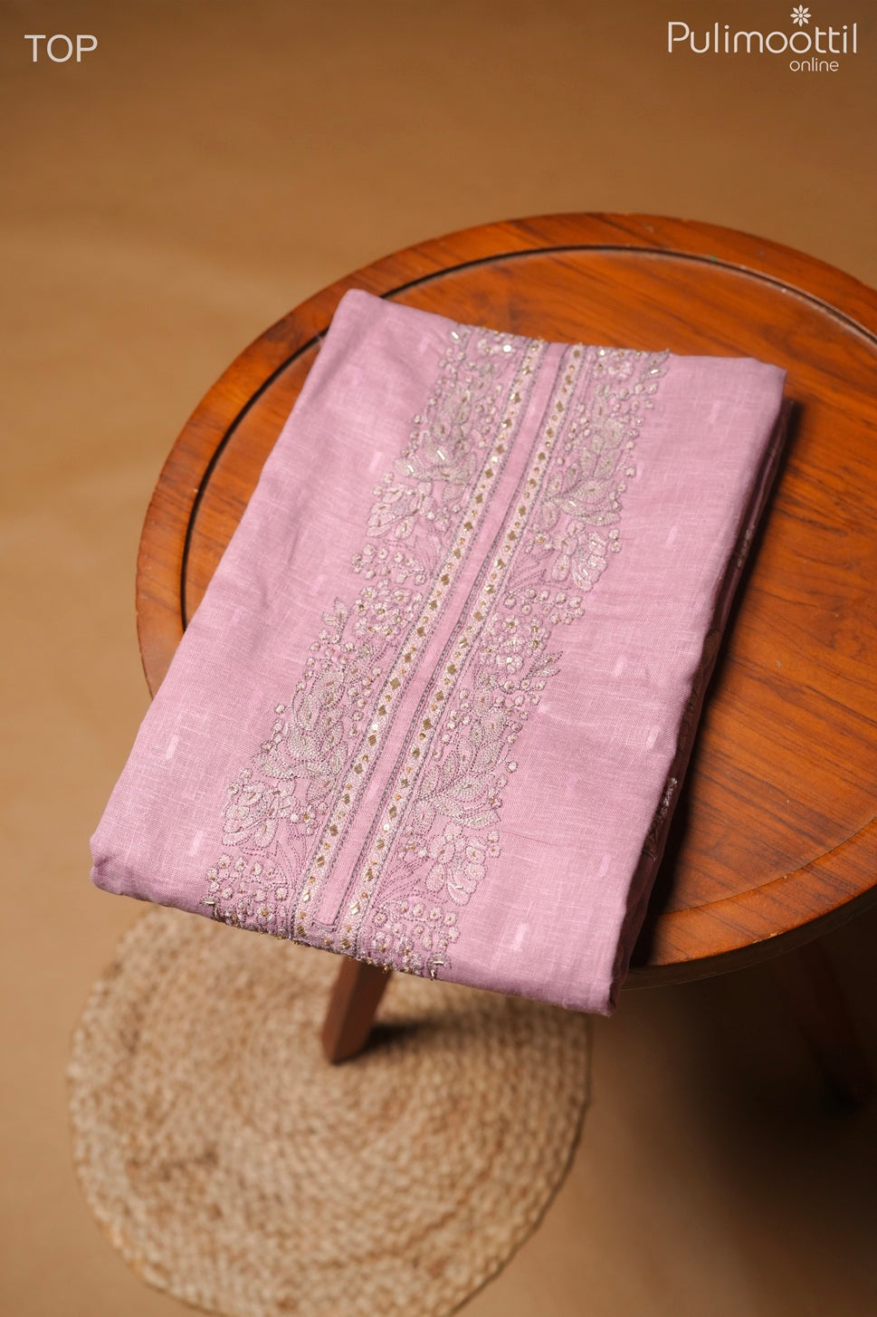 Olive Pink Jute Unstitched Salwar Set
