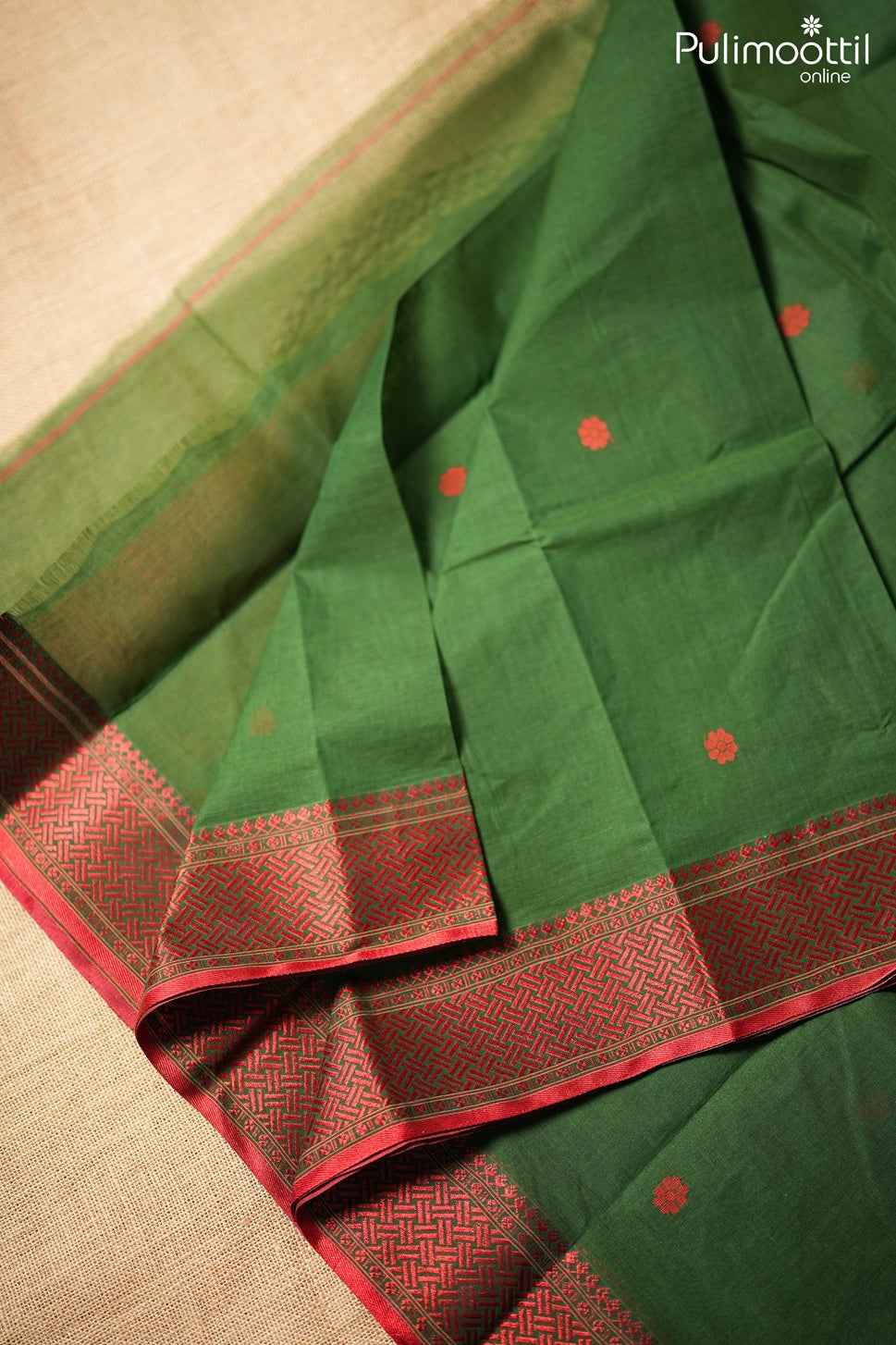 Green color Dhaka cotton saree