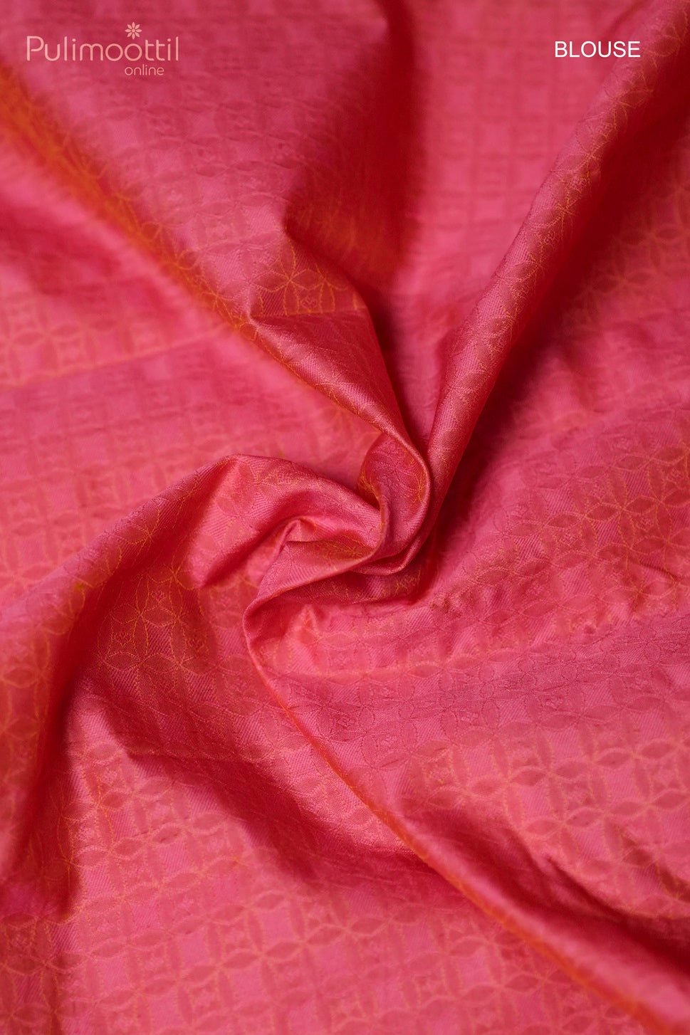 Peach pink-colored Kanchipuram self-print saree