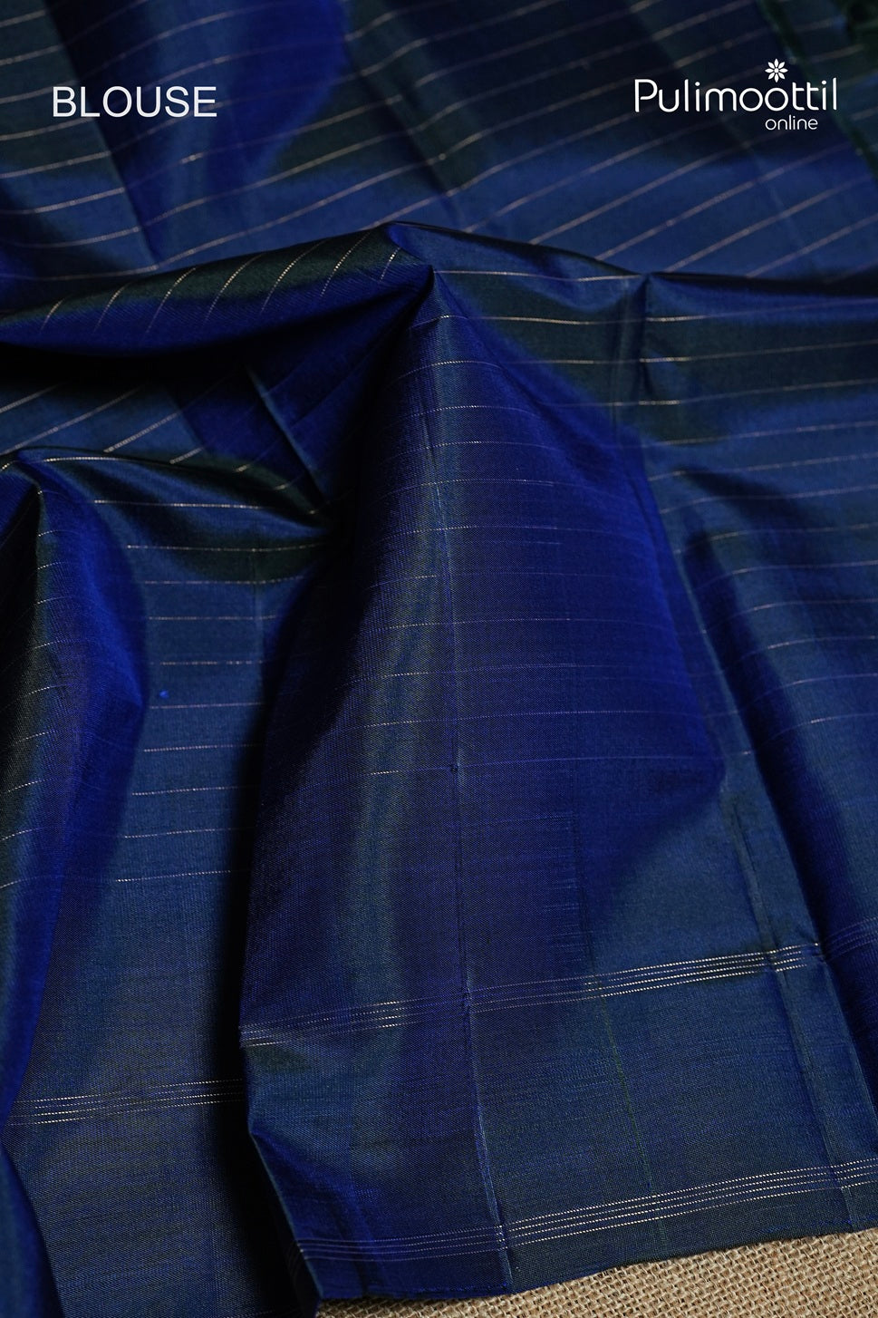 Dark German Blue Colour Kanchipuram Self-Design Saree