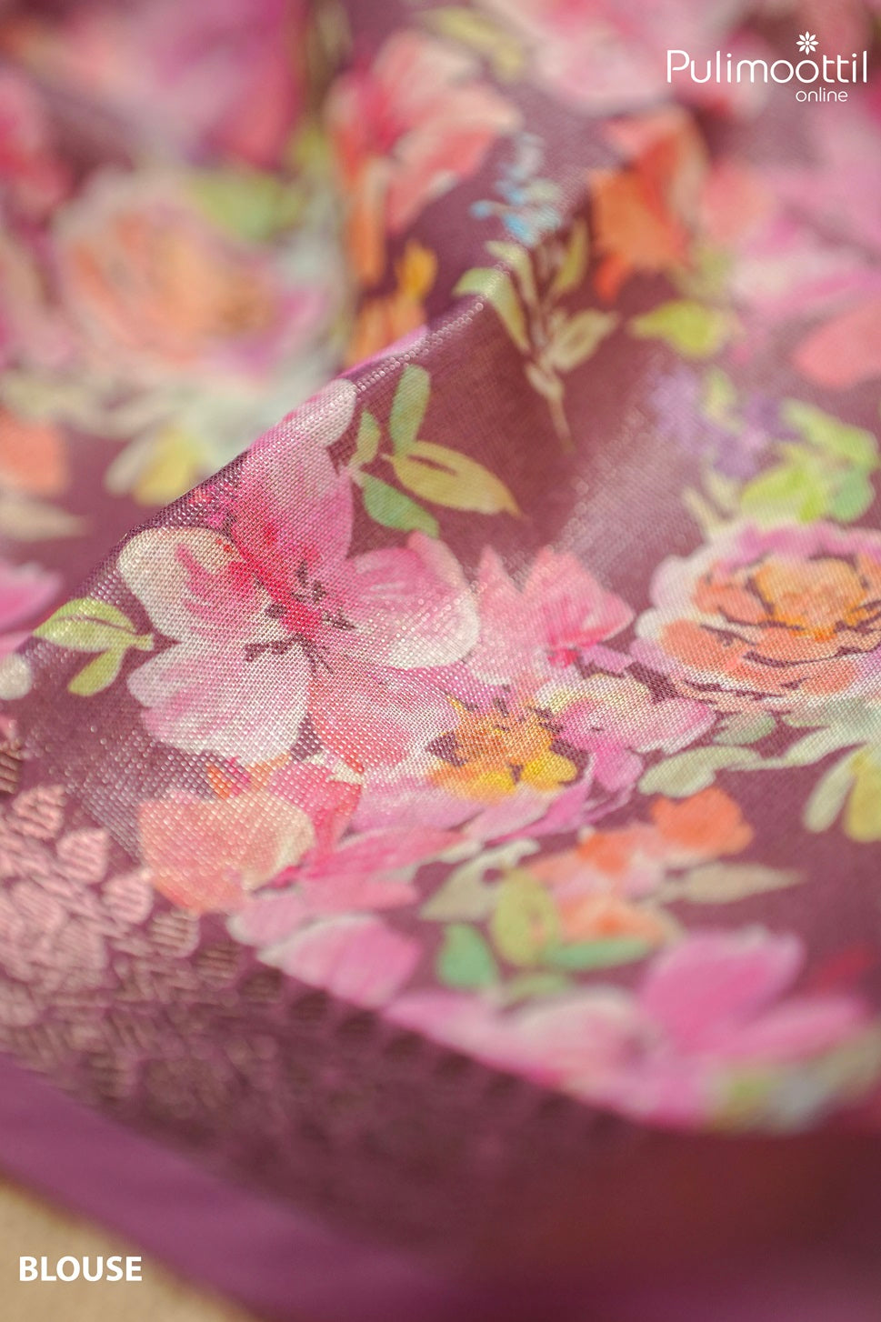 Kerala Tissue Floral Print Fancy Saree.