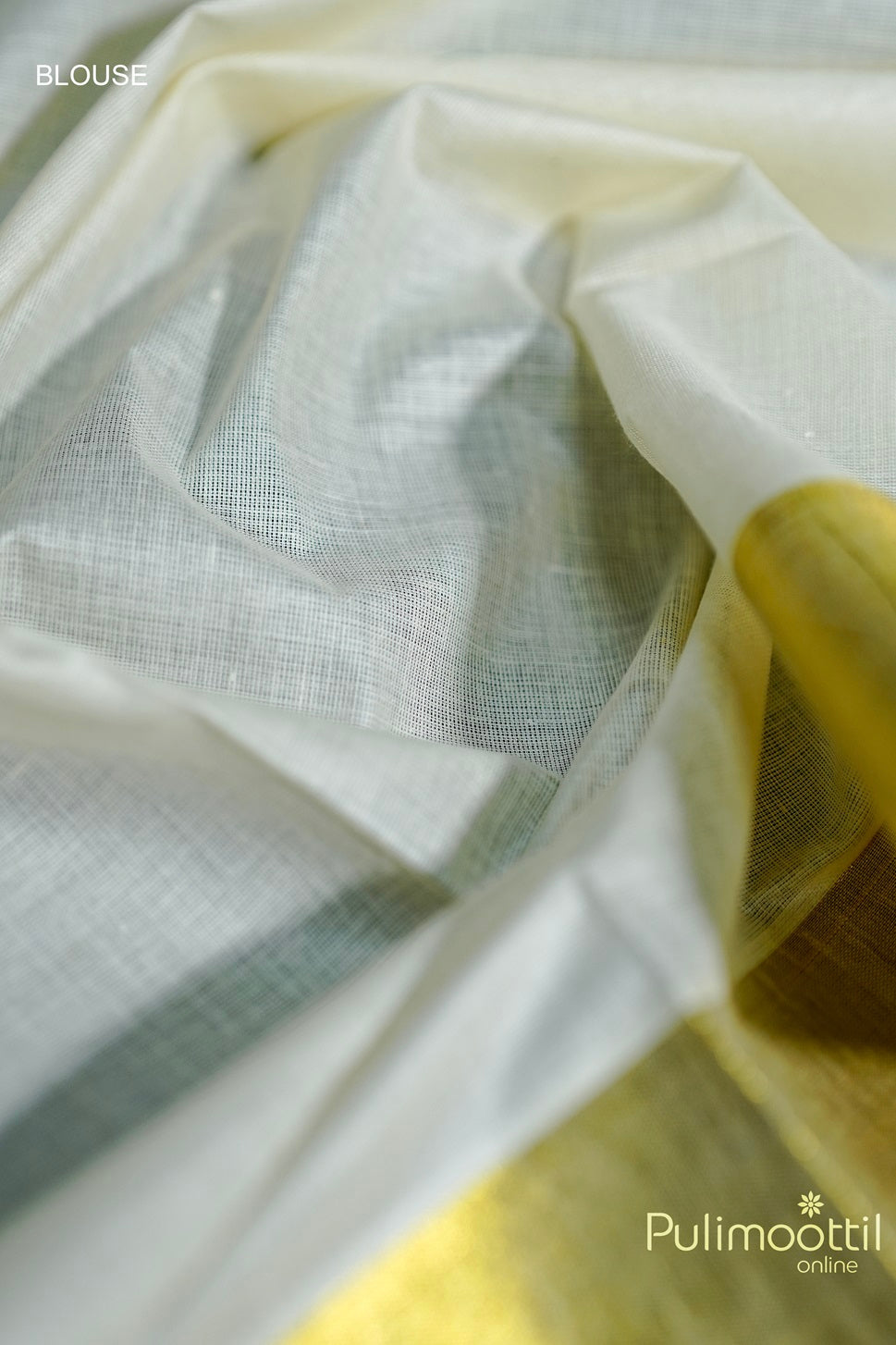 Off White Colour Kerala Traditional Floral Motif Cotton Set Saree.