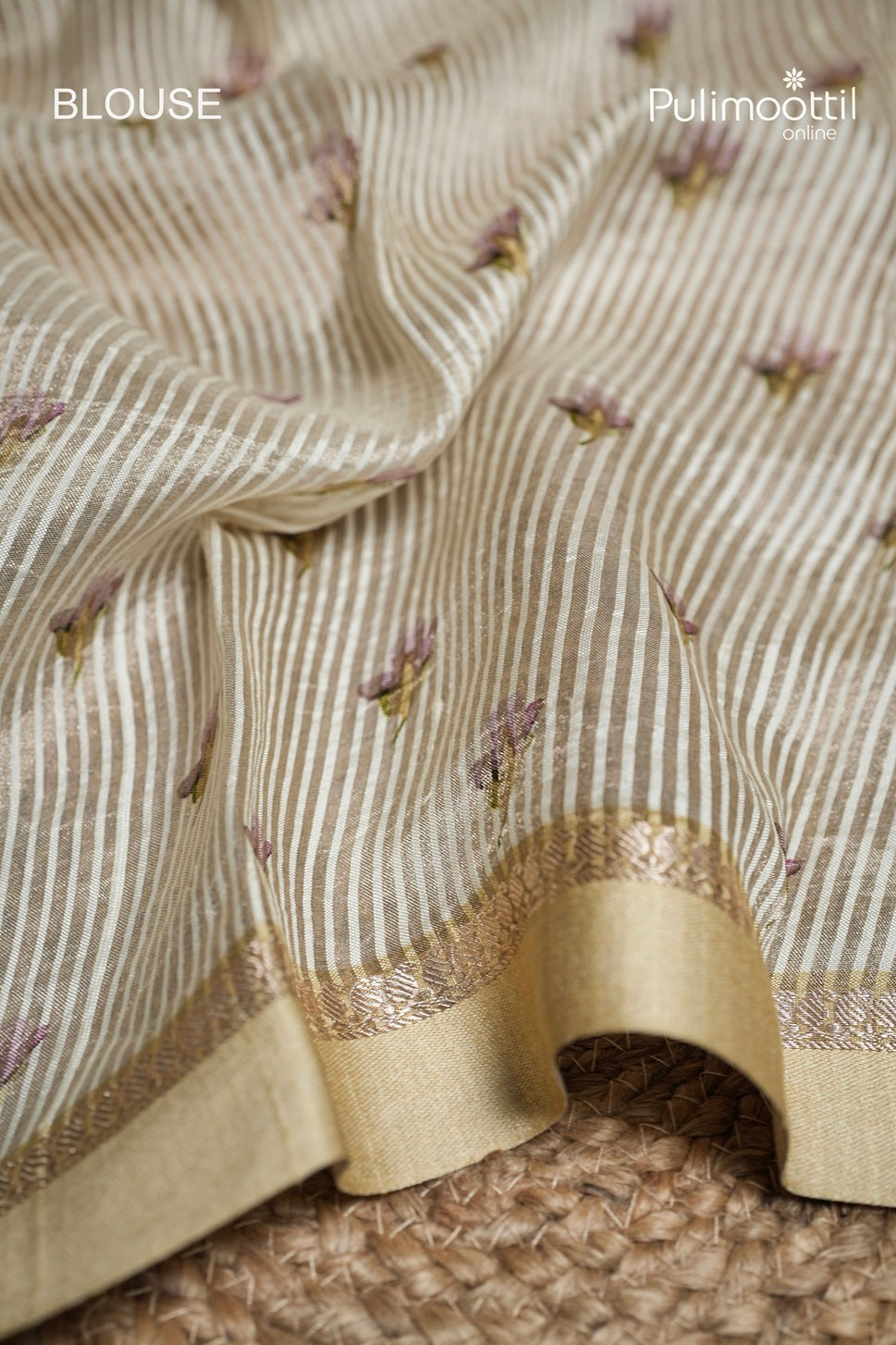 Ivory Colour Tissue Organza Fancy Saree